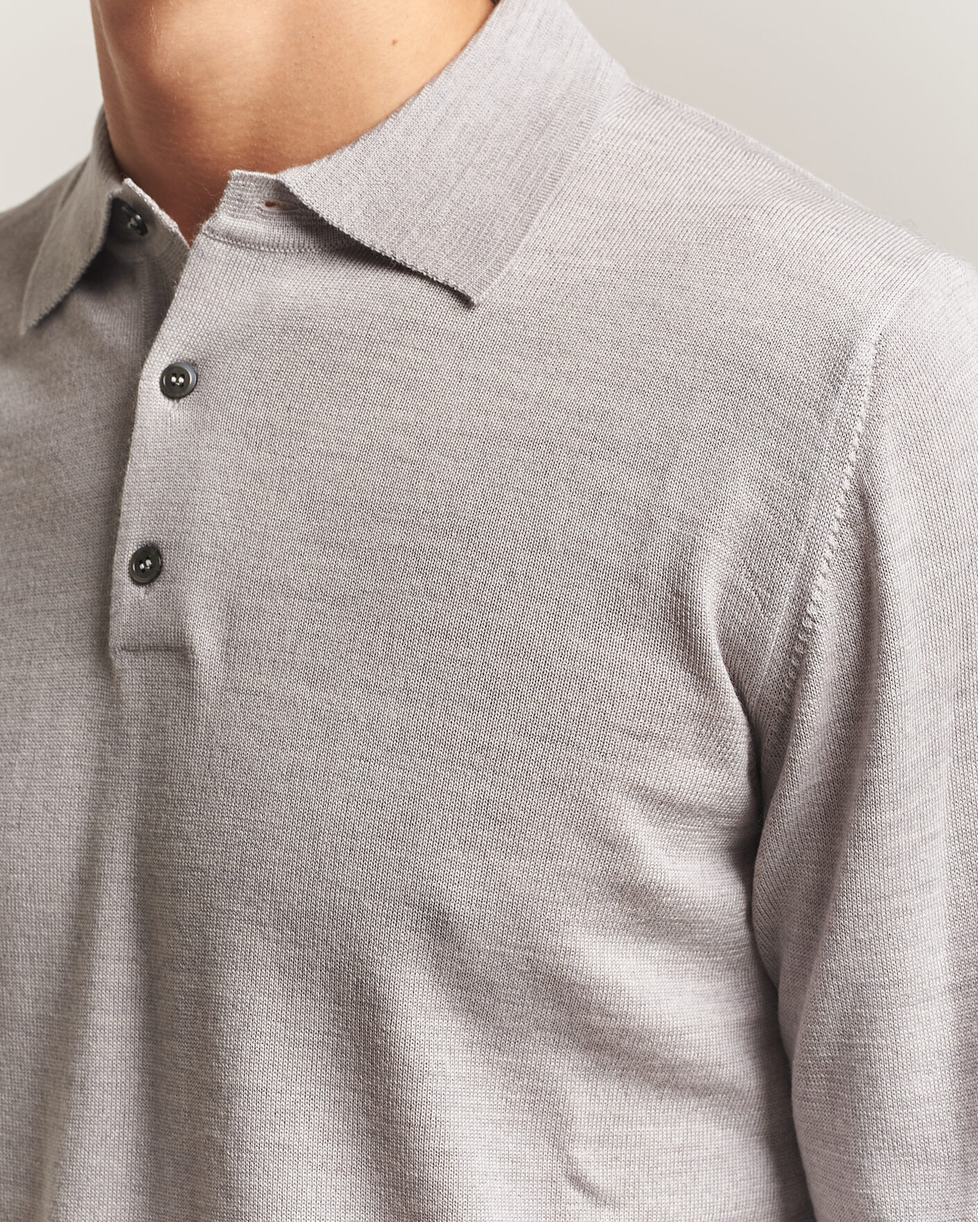 Hombres | Jerséis y prendas de punto | Morgano | Extra Fine Merino Wool Polo Light Grey