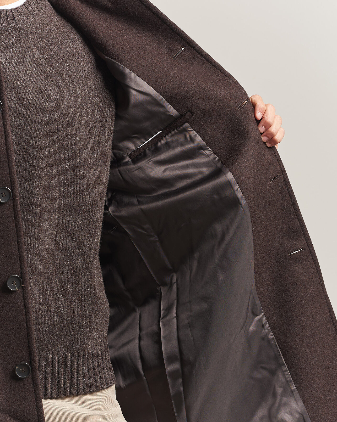 Hombres | Abrigos y chaquetas | A Day's March | Shamrock Wool Car Coat Dark Brown