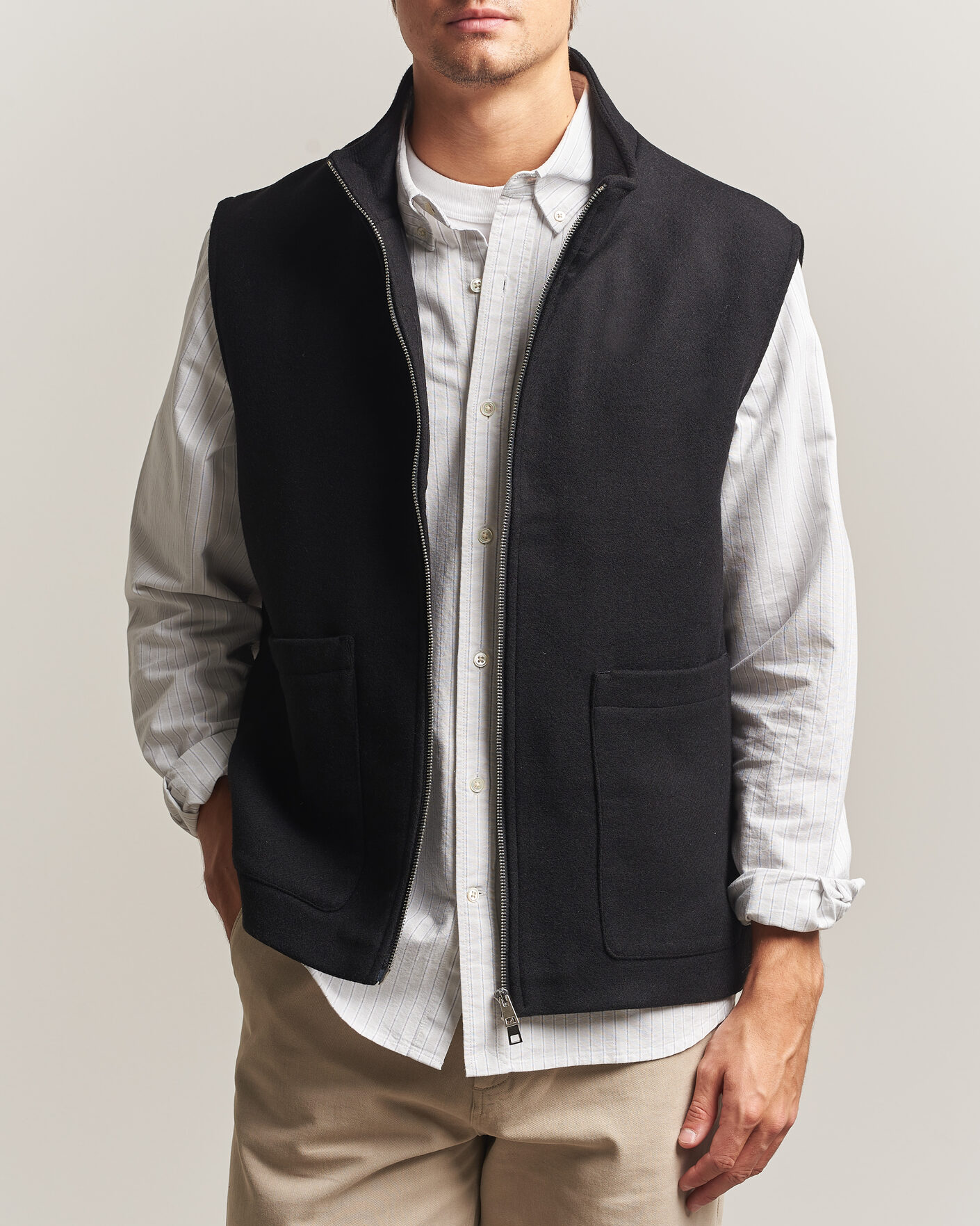 Hombres | Chalecos | A Day's March | Canora Lined Wool Vest Black