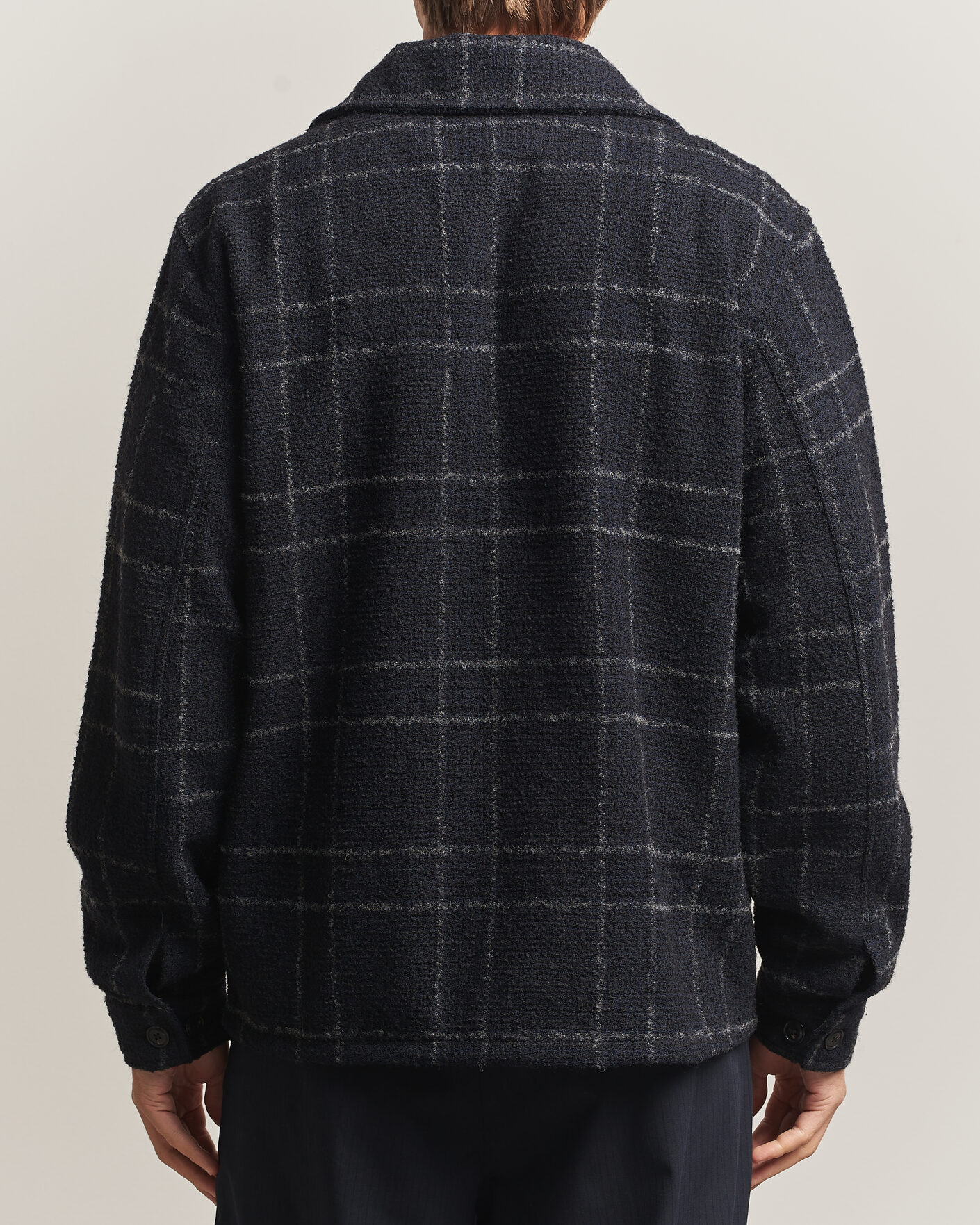Hombres | Camisas | A Day's March | Algot Wool Checked Overshirt Navy