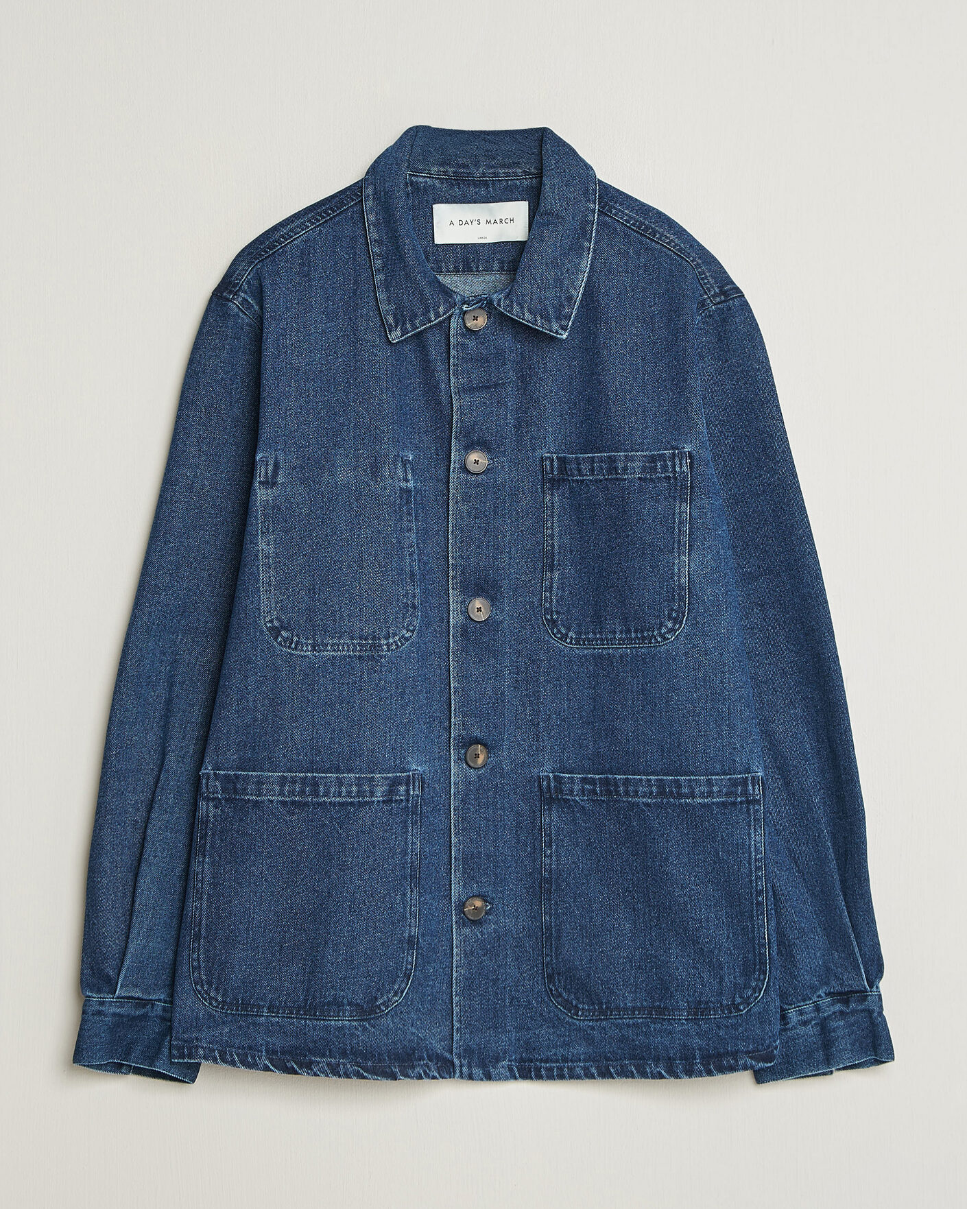 Hombres | Camisas | A Day's March | Algot Denim Overshirt Dark Blue Wash