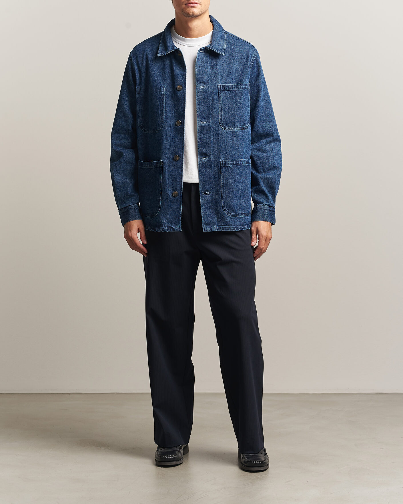 Hombres | Camisas | A Day's March | Algot Denim Overshirt Dark Blue Wash