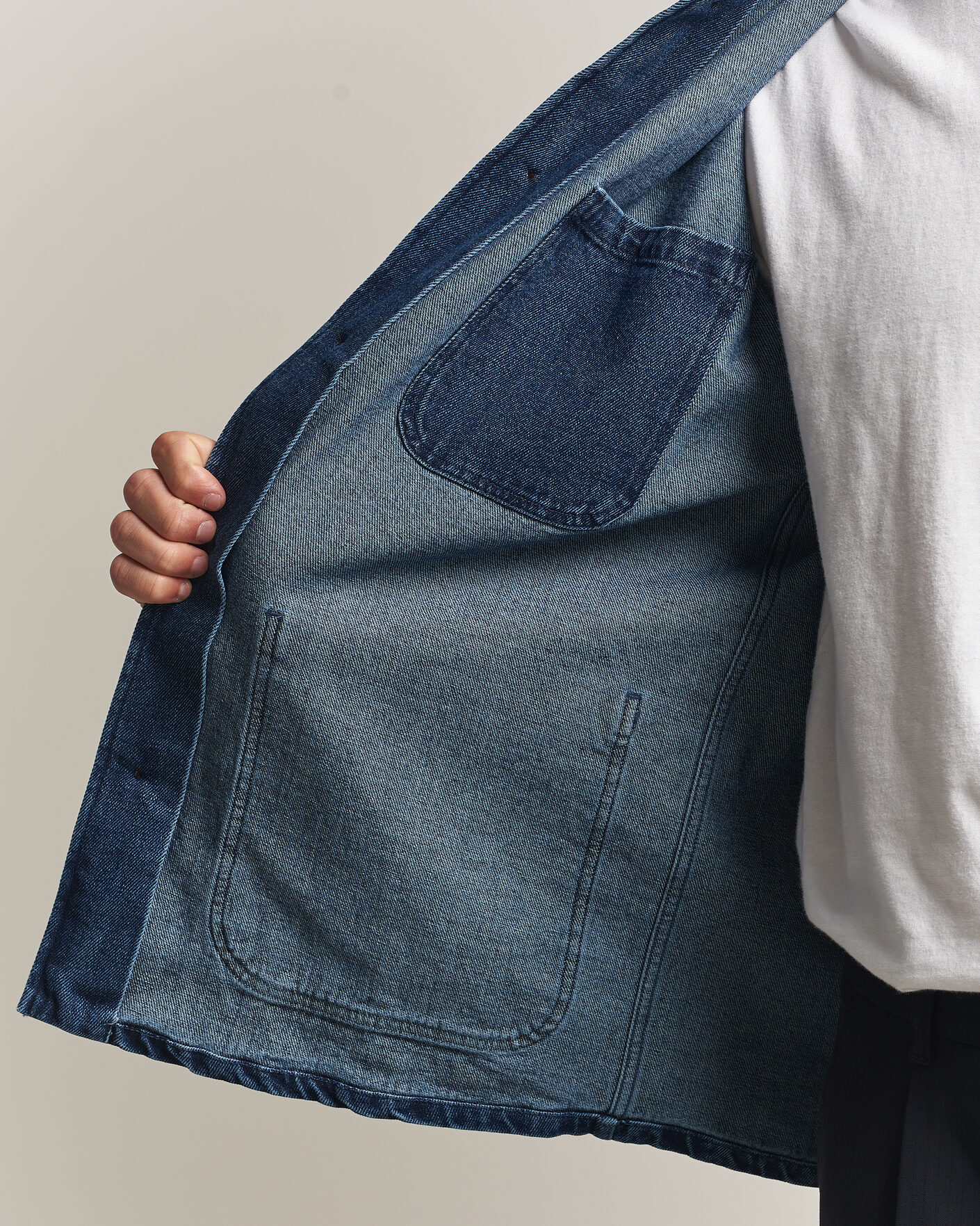 Hombres | Camisas | A Day's March | Algot Denim Overshirt Dark Blue Wash