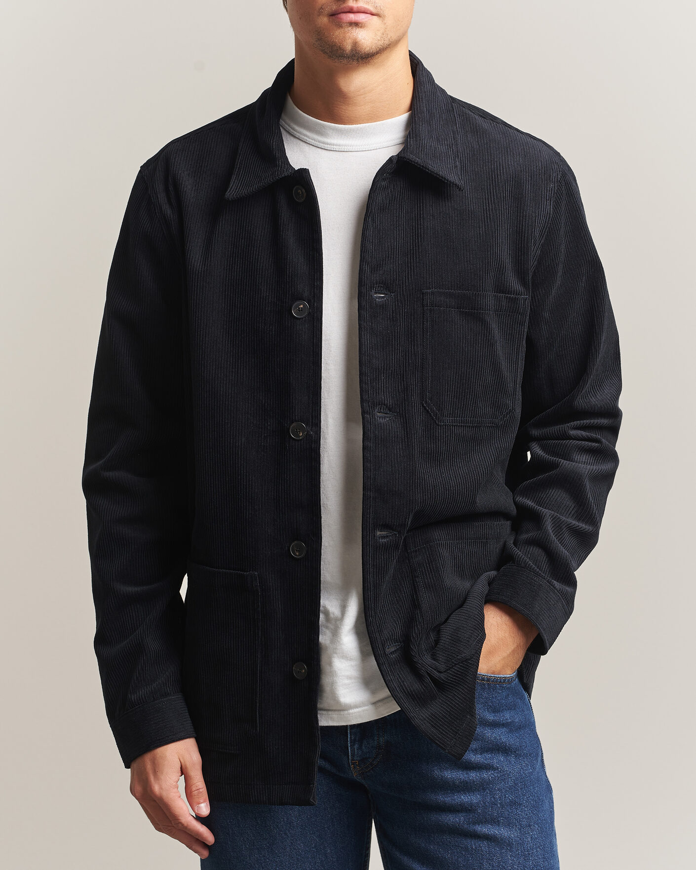Hombres | Camisas | A Day's March | Original Corduroy Overshirt Black