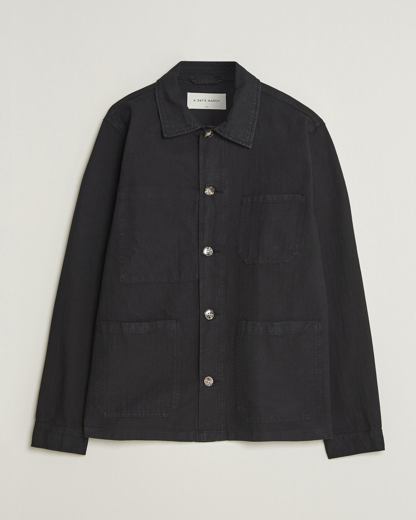 Hombres | Camisas | A Day's March | Original Herringbone Overshirt Black
