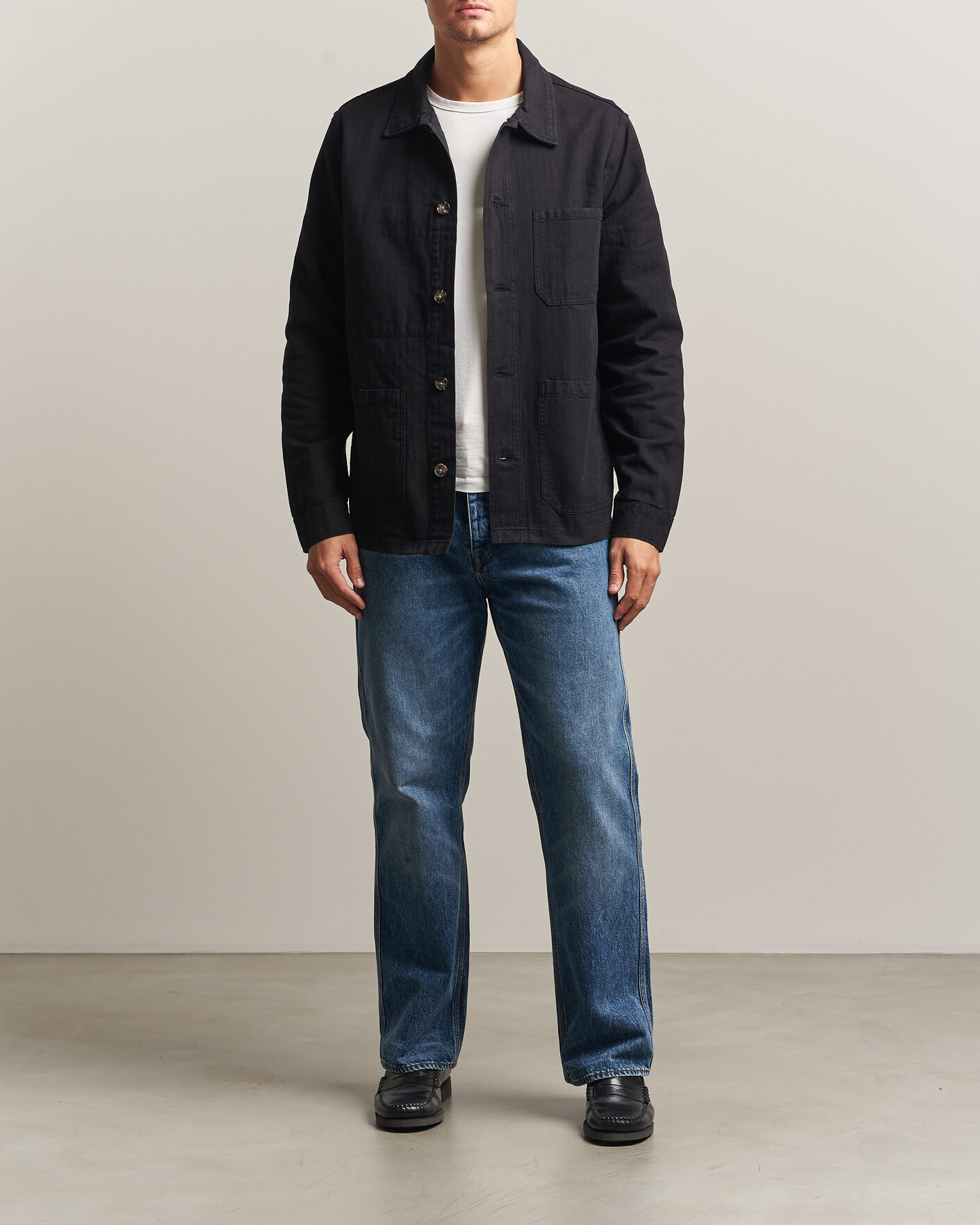 Hombres | Camisas | A Day's March | Original Herringbone Overshirt Black