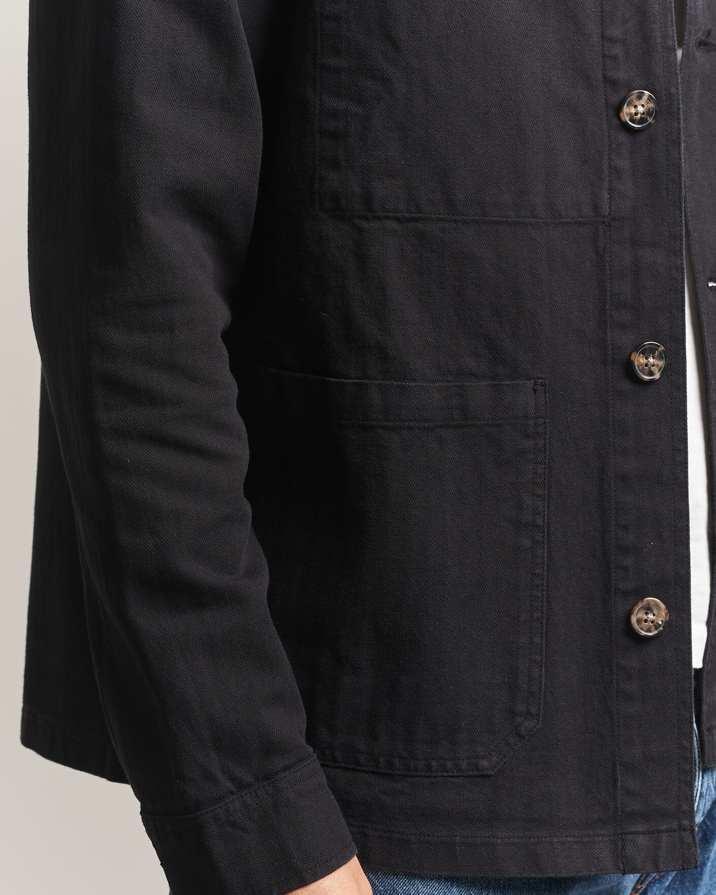 Hombres | Camisas | A Day's March | Original Herringbone Overshirt Black