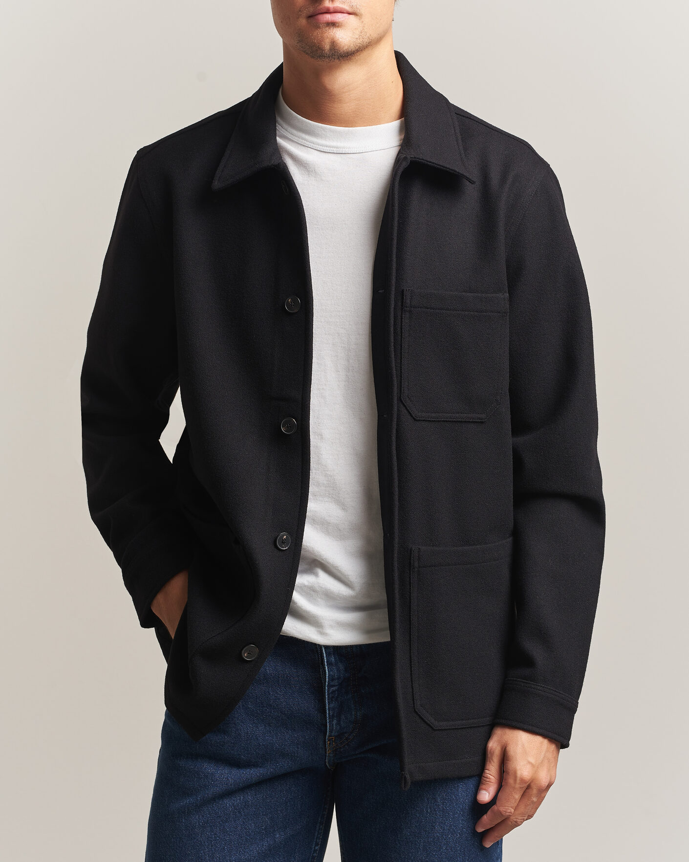 Hombres | Camisas | A Day's March | Original Wool Overshirt Black