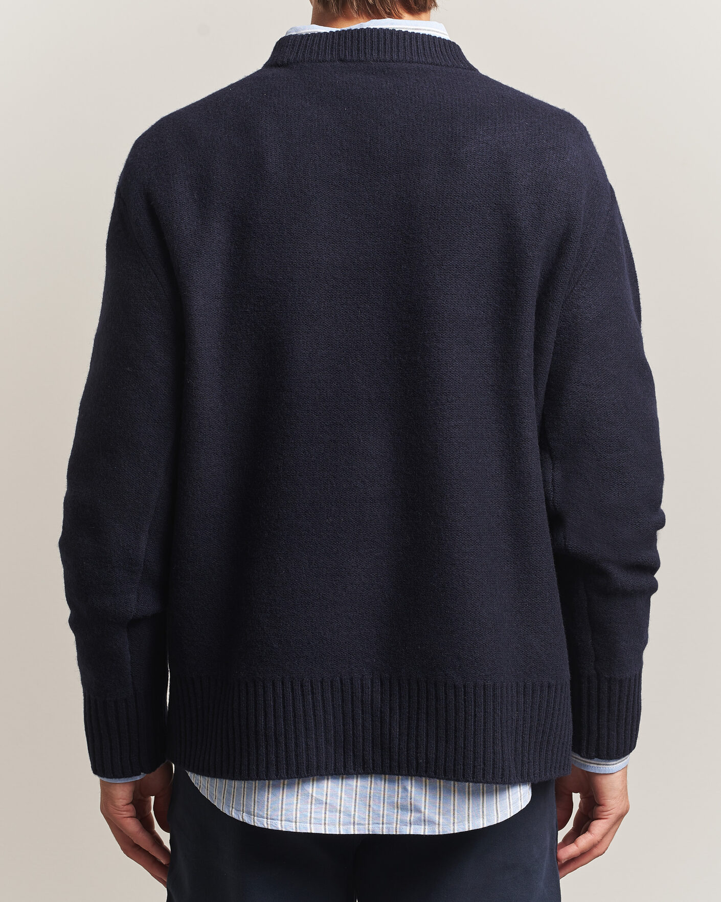 Hombres | Jerséis y prendas de punto | A Day's March | Tietar Boiled Merino Sweater Navy