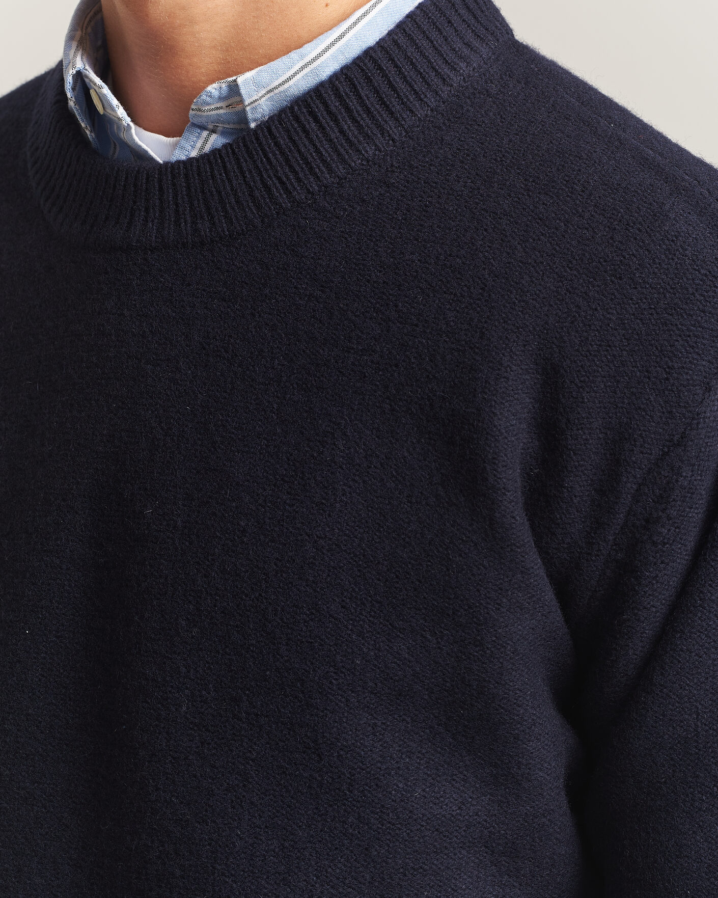 Hombres | Jerséis y prendas de punto | A Day's March | Tietar Boiled Merino Sweater Navy