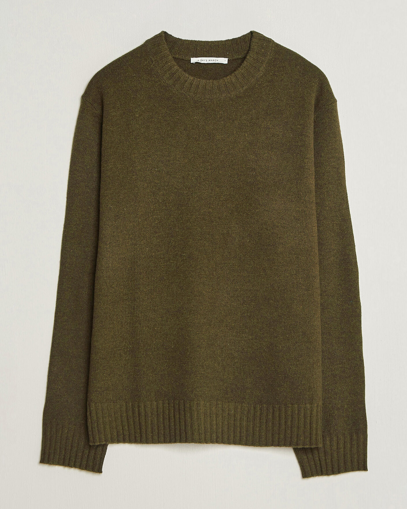 Hombres | Jerséis y prendas de punto | A Day's March | Marlow Lambswool Sweater Forest Green