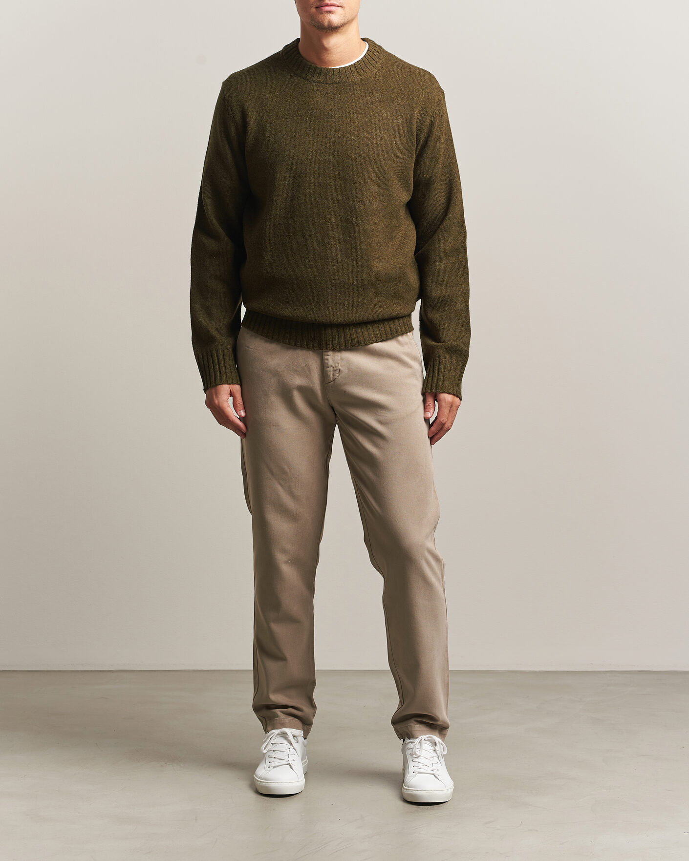 Hombres | Jerséis y prendas de punto | A Day's March | Marlow Lambswool Sweater Forest Green