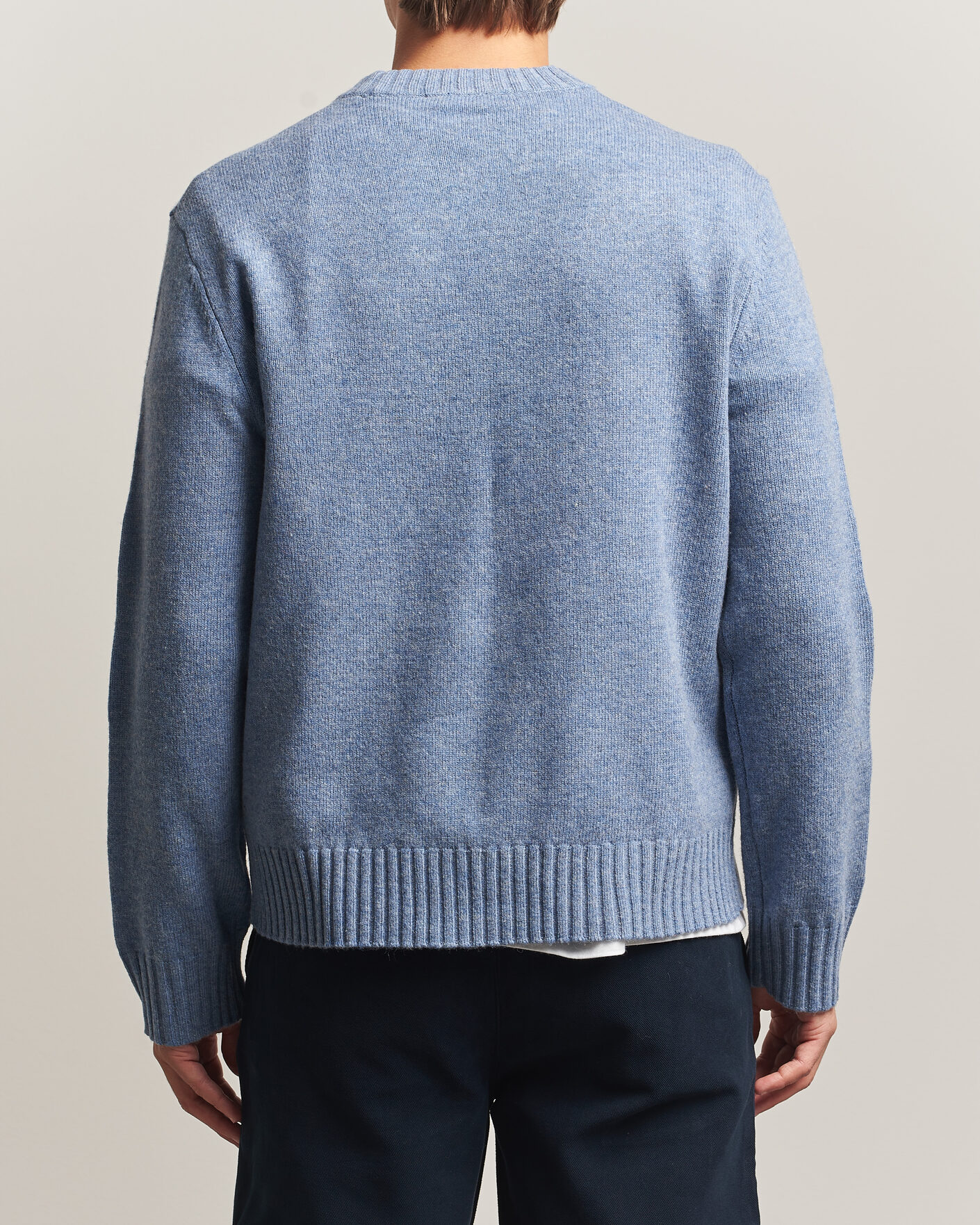 Hombres | Jerséis y prendas de punto | A Day's March | Marlow Lambswool Sweater Misty Blue
