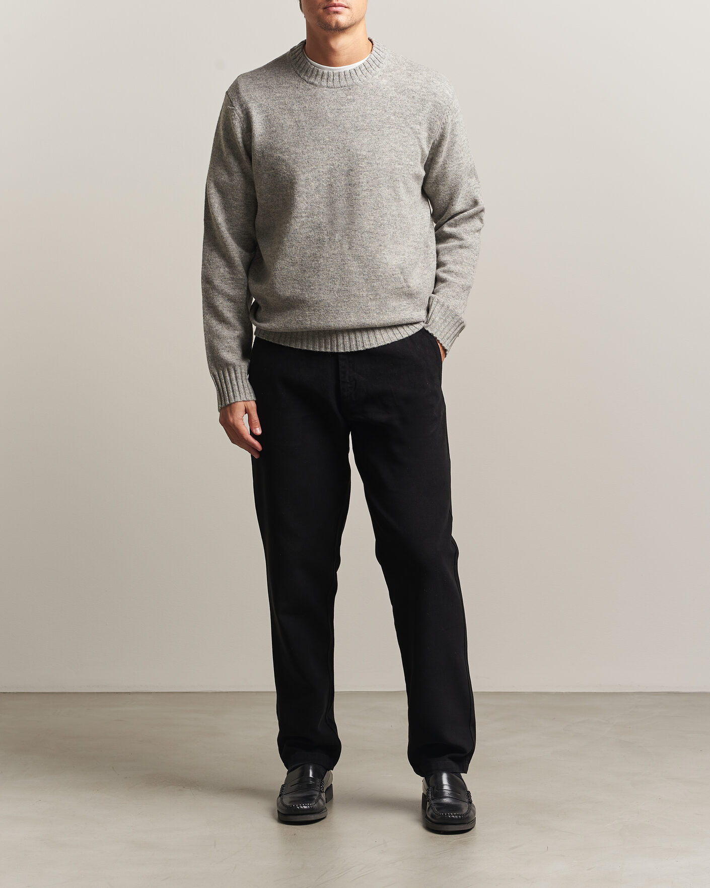 Hombres | Jerséis y prendas de punto | A Day's March | Marlow Lambswool Sweater Grey Melange