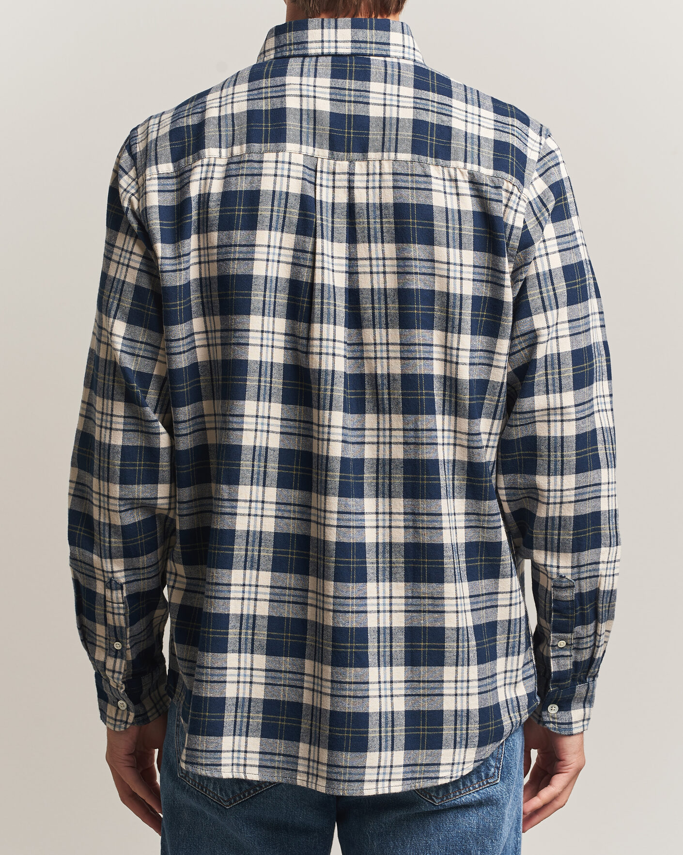 Hombres | Camisas | A Day's March | Classic Checked Flannel Shirt Navy/White