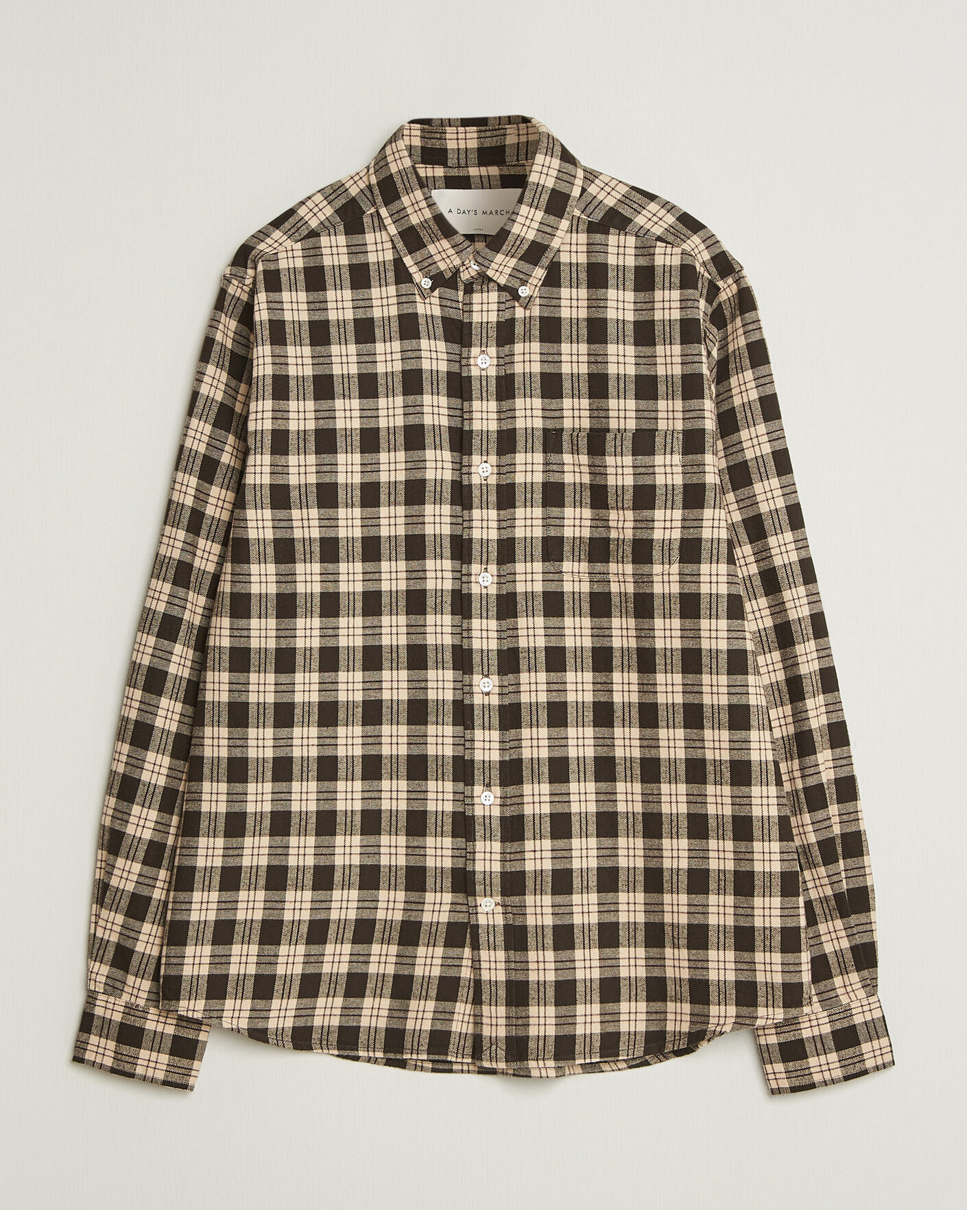 Hombres | Camisas | A Day's March | Classic Checked Flannel Shirt Brown/Sand