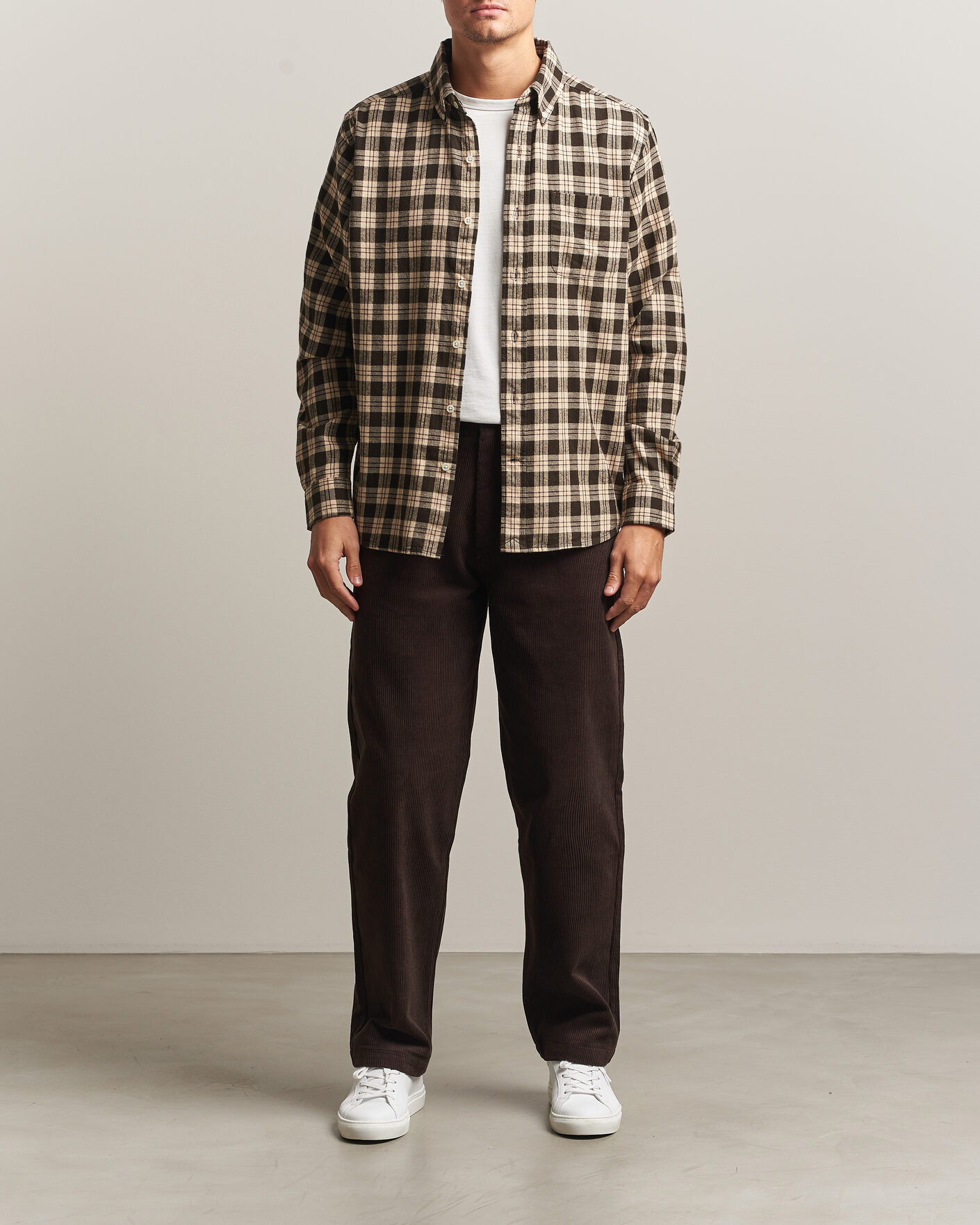 Hombres | Camisas | A Day's March | Classic Checked Flannel Shirt Brown/Sand