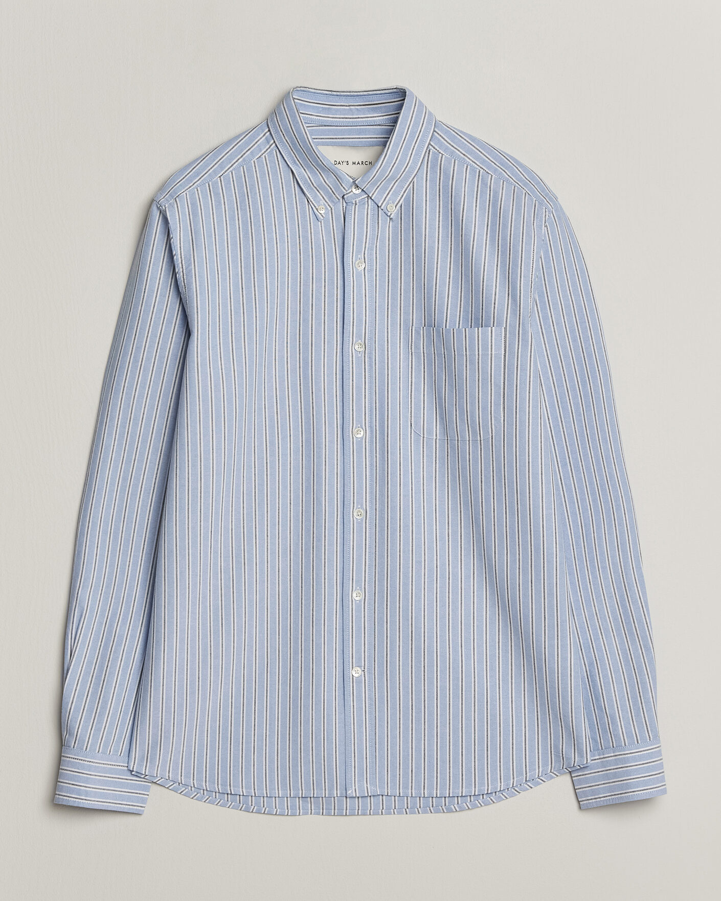 Hombres | Camisas | A Day's March | Classic Flag Striped Oxford Shirt White/Blue/Black