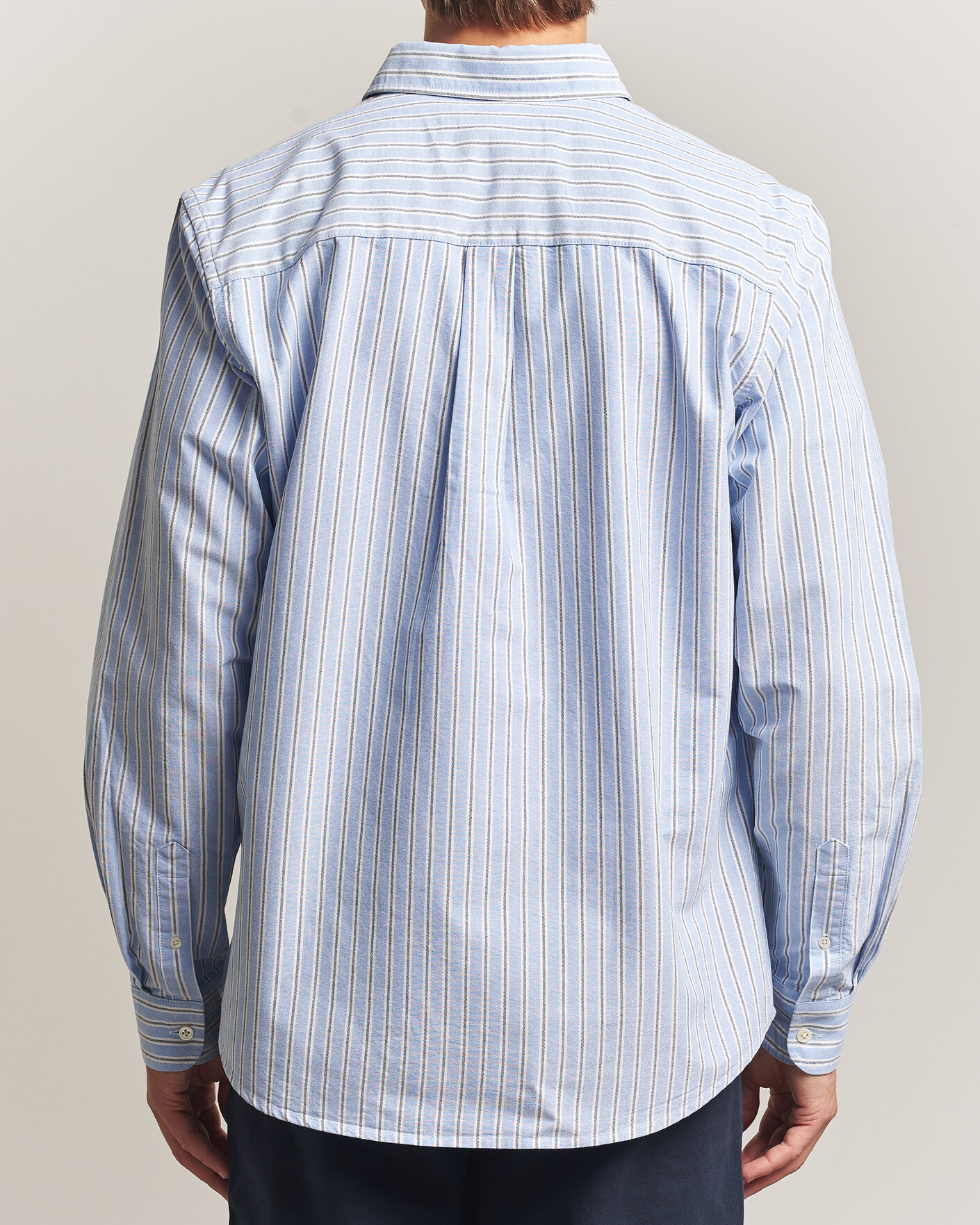 Hombres | Camisas | A Day's March | Classic Flag Striped Oxford Shirt White/Blue/Black