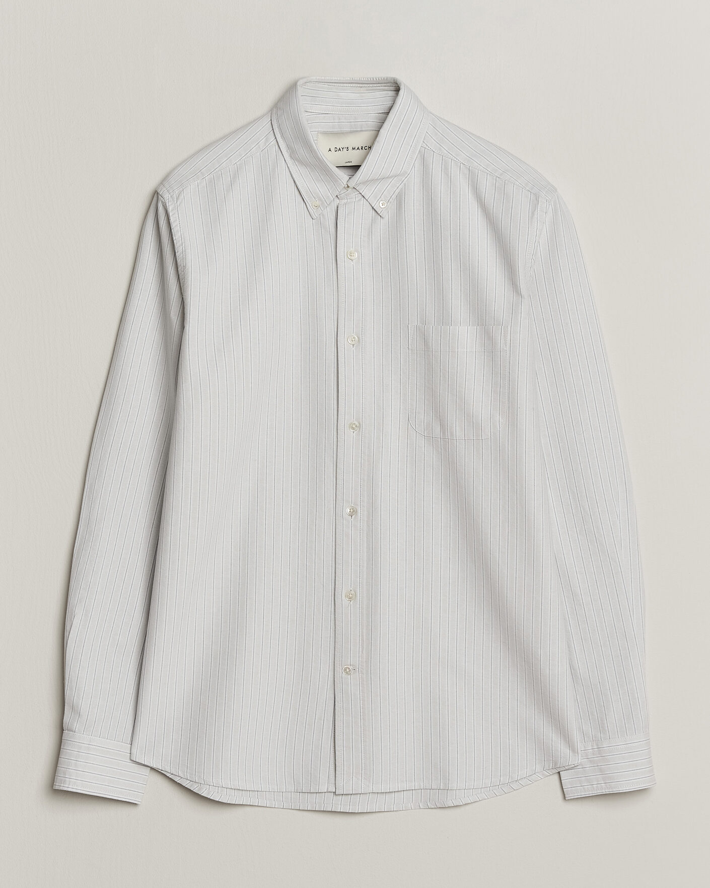 Hombres | Camisas | A Day's March | Classic Flag Striped Oxford Shirt Grey/White