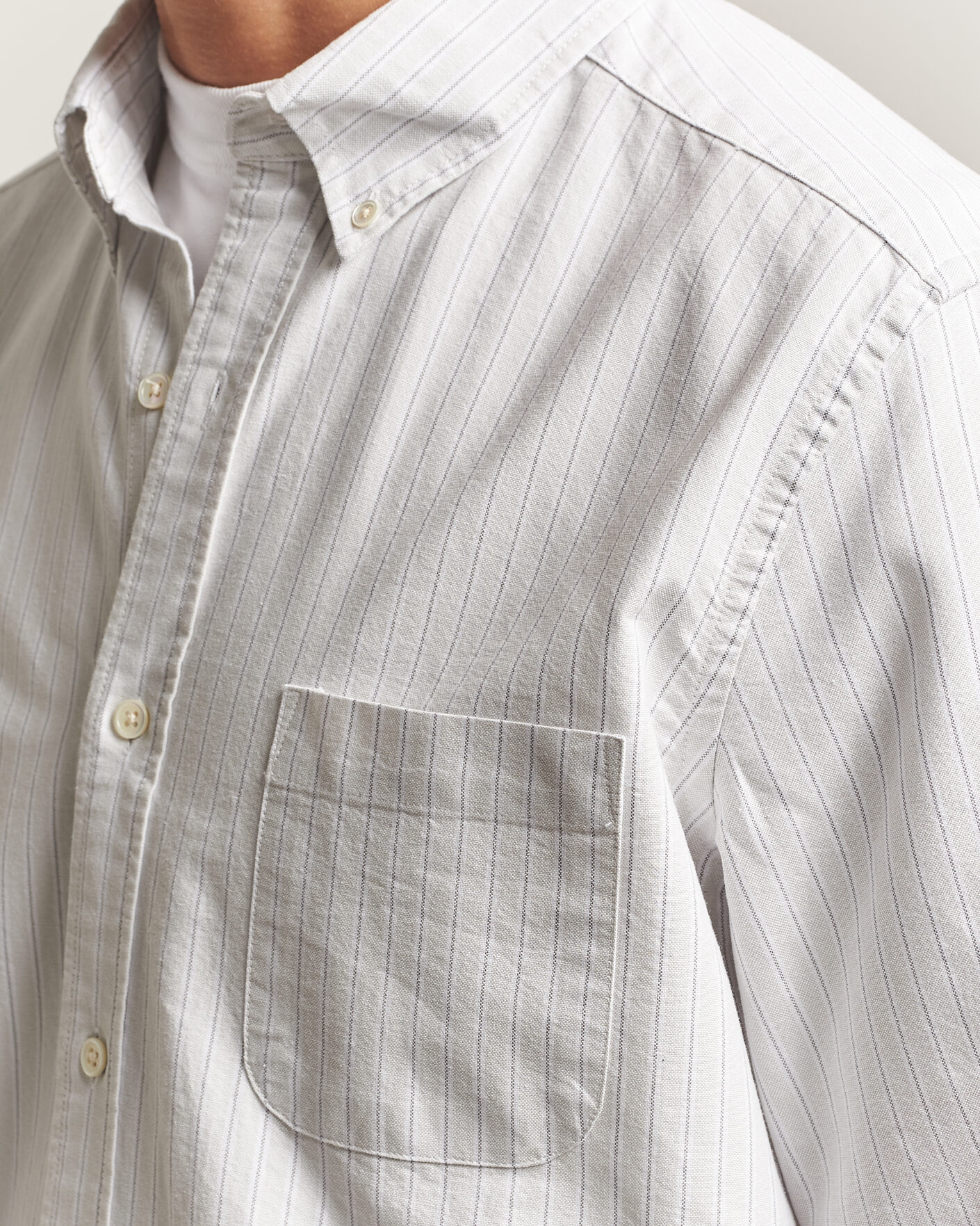 Hombres | Camisas | A Day's March | Classic Flag Striped Oxford Shirt Grey/White