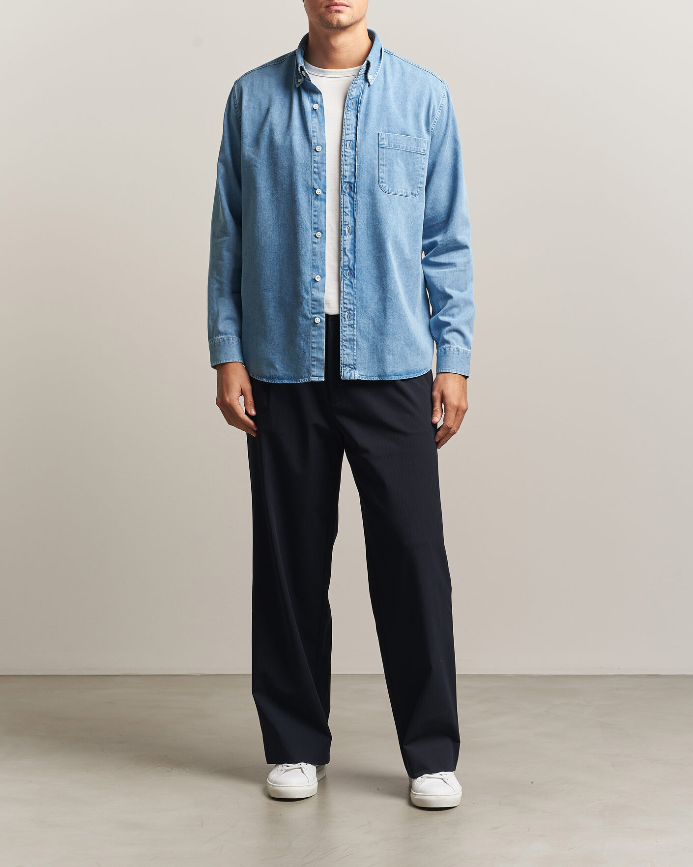 Hombres | Camisas | A Day's March | Original Button Down Denim Shirt Light Blue