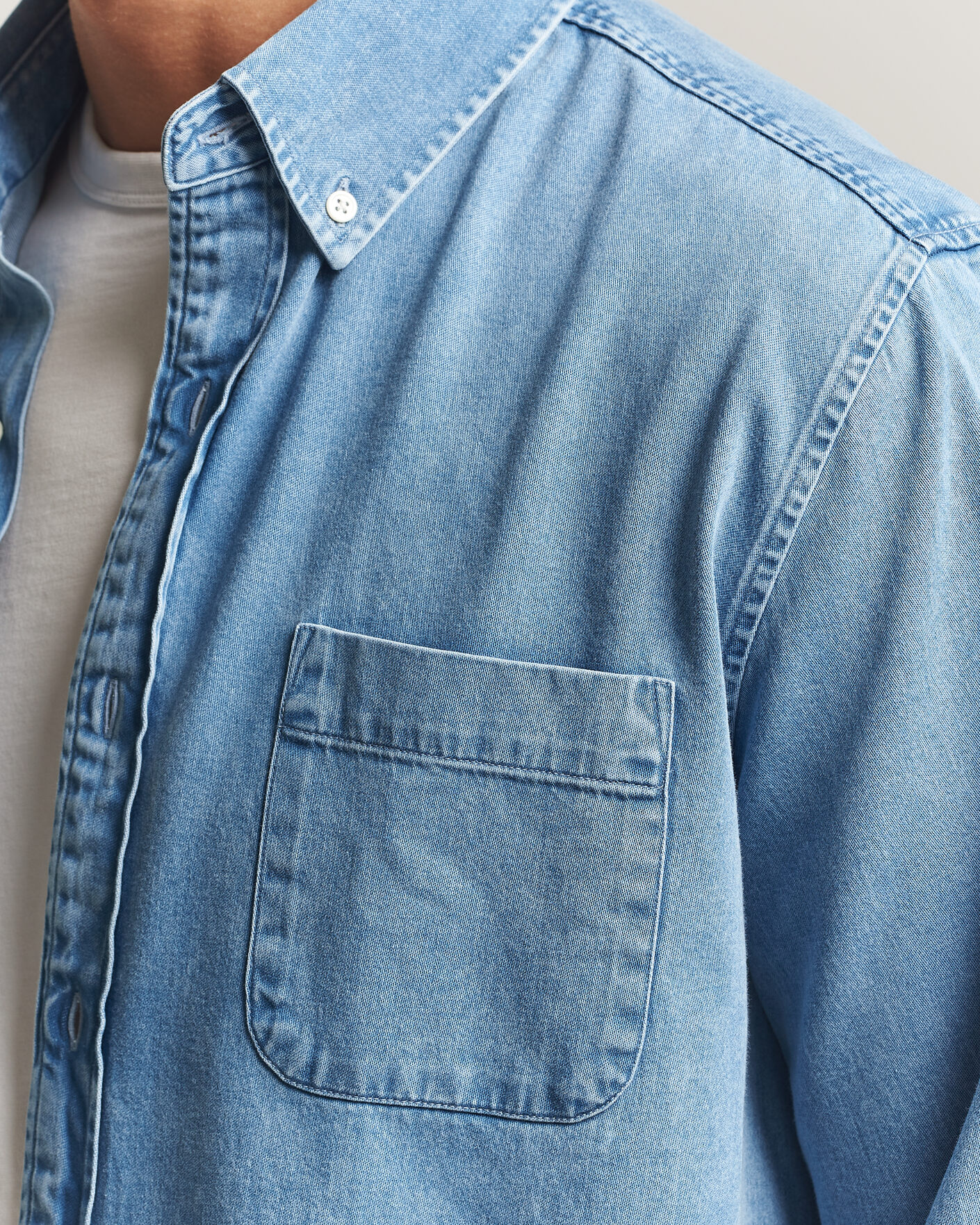 Hombres | Camisas | A Day's March | Original Button Down Denim Shirt Light Blue