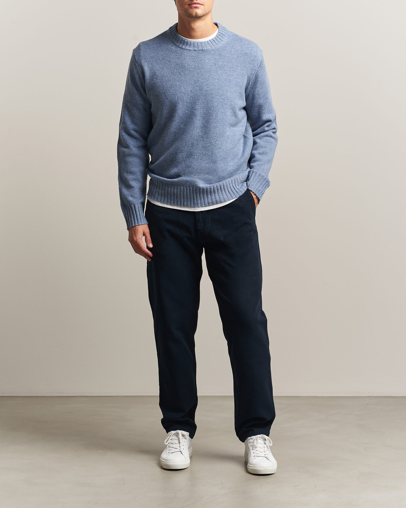 Hombres | Pantalones | A Day's March | Miller Cotton/Lyocell Trousers Navy