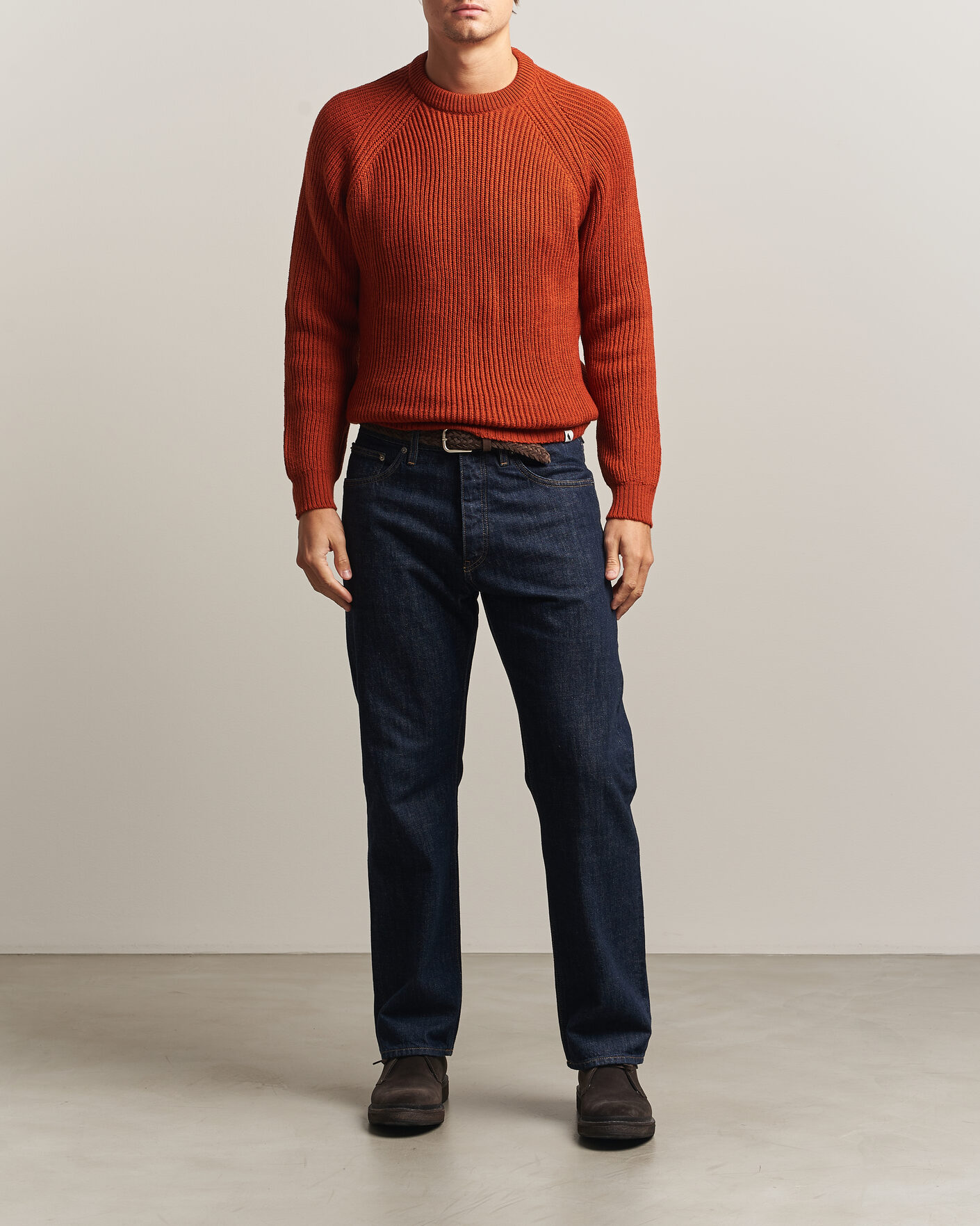 Hombres | Jerséis y prendas de punto | Peregrine | Ford Knitted Wool Jumper Orange