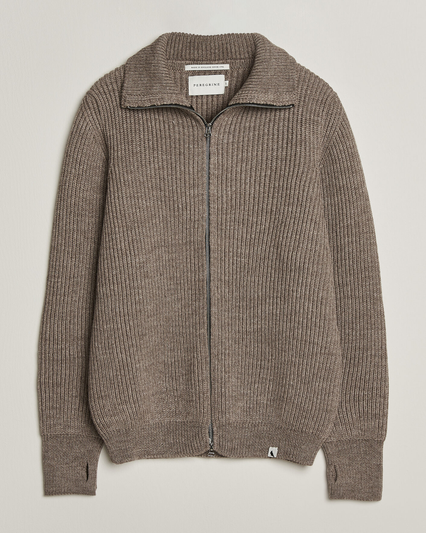 Hombres | Jerséis y prendas de punto | Peregrine | Fisherman Merino Zip Cardigan Light Brown