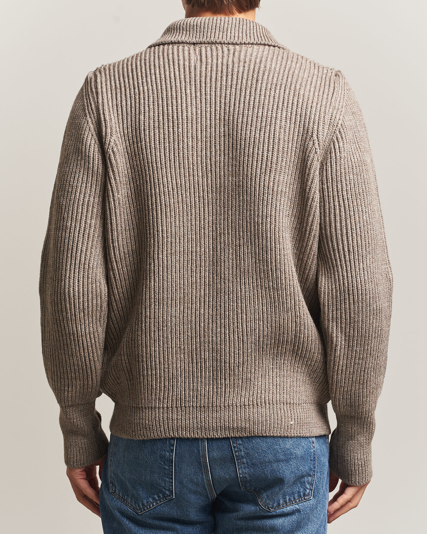 Hombres | Jerséis y prendas de punto | Peregrine | Fisherman Merino Zip Cardigan Light Brown