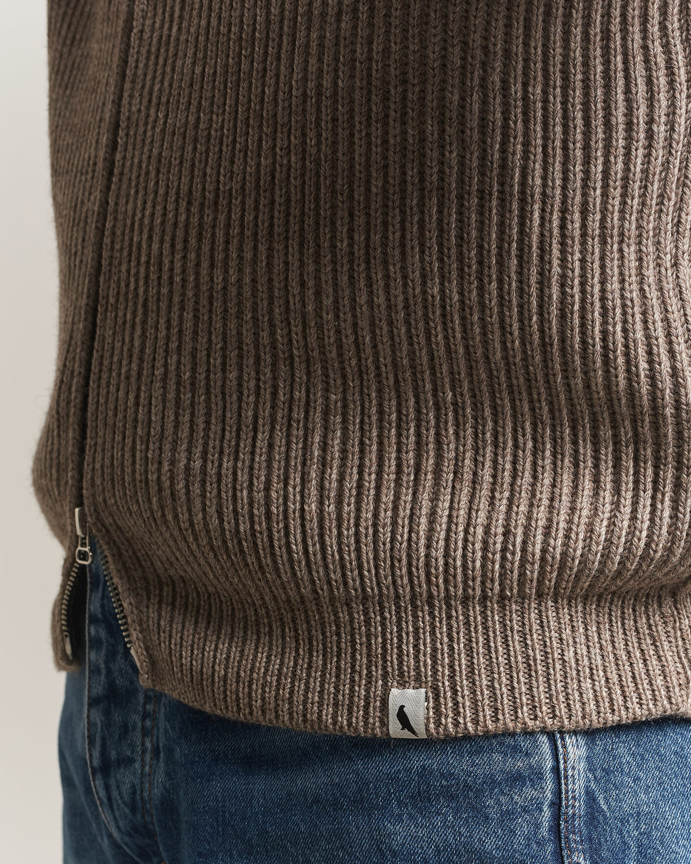 Hombres | Jerséis y prendas de punto | Peregrine | Fisherman Merino Zip Cardigan Light Brown