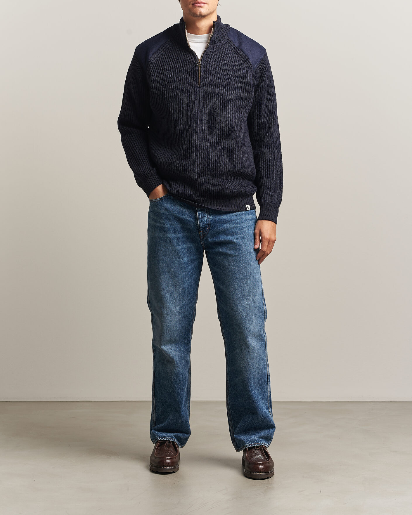 Hombres | Jerséis y prendas de punto | Peregrine | Foxton Quarter Zip Jumperr Navy