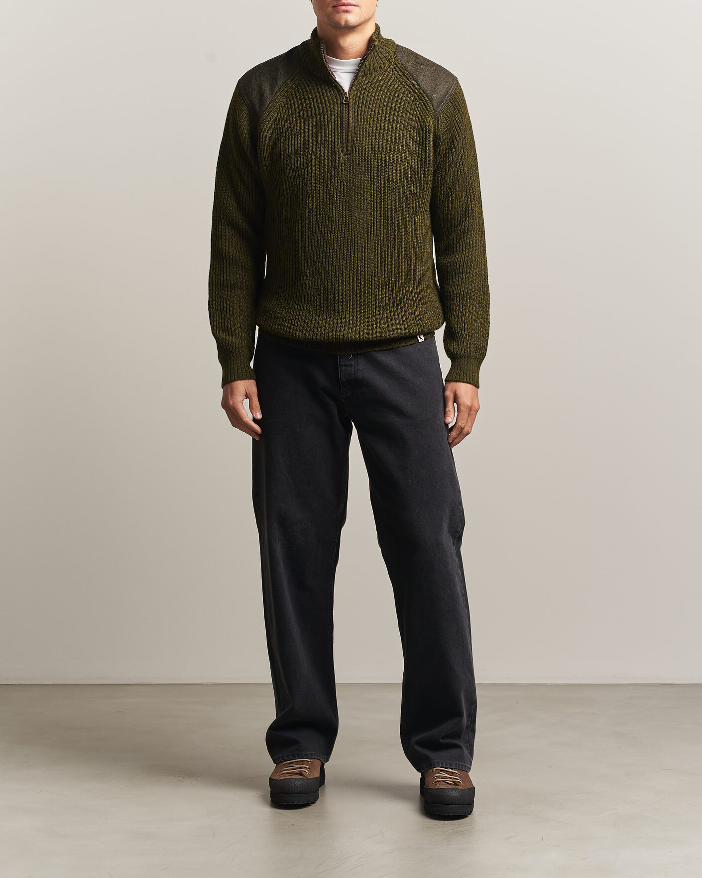 Hombres | Jerséis y prendas de punto | Peregrine | Foxton Quarter Zip Jumperr Olive