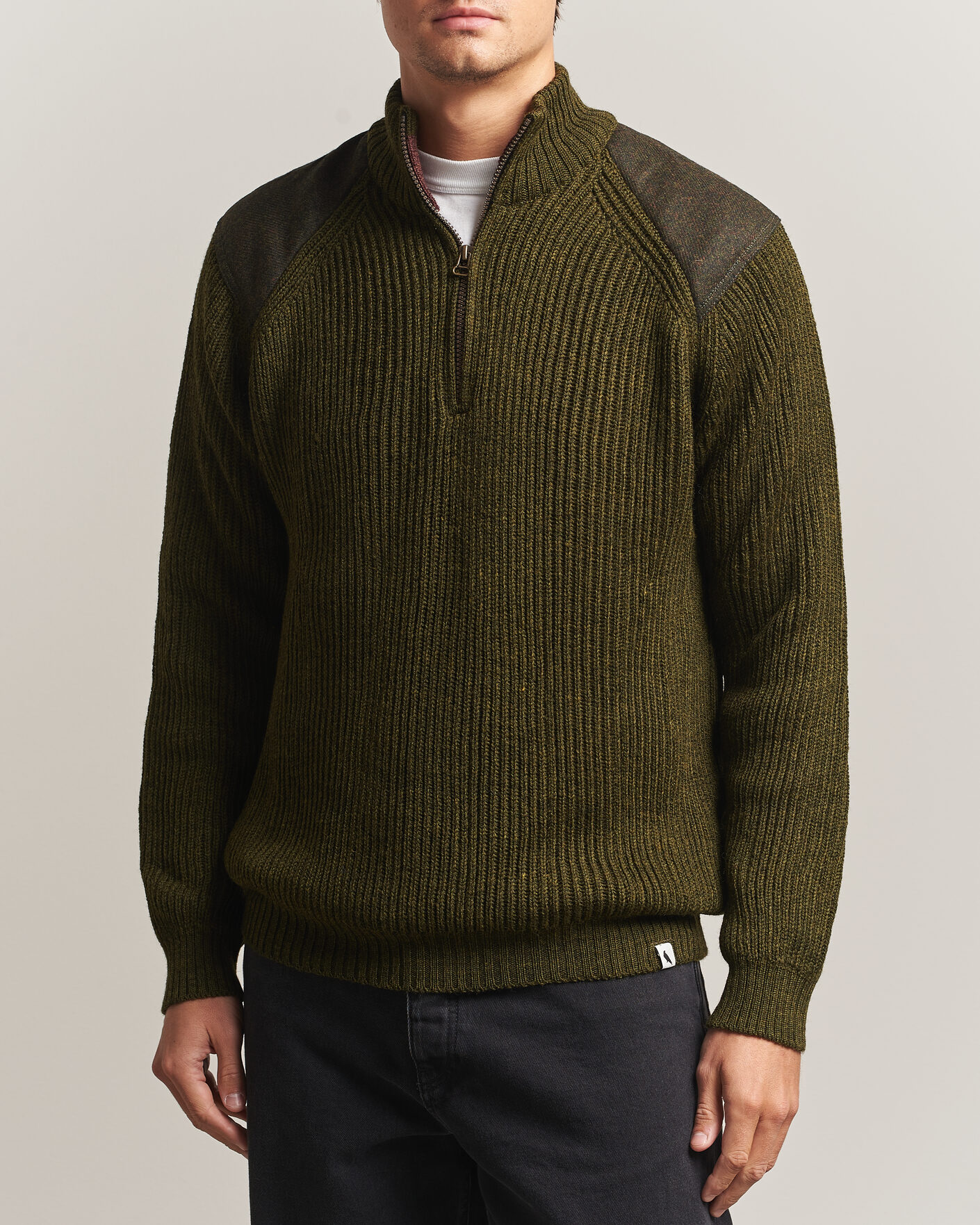 Hombres | Jerséis y prendas de punto | Peregrine | Foxton Quarter Zip Jumperr Olive