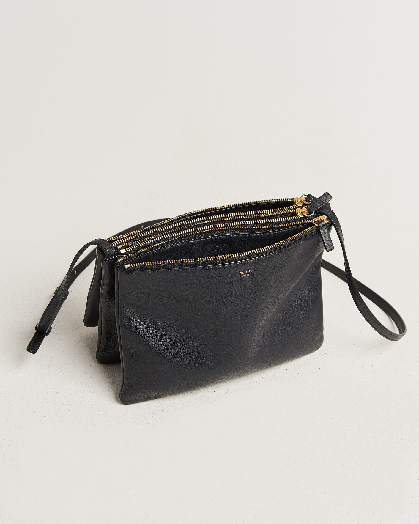 Hombres | Pre-Owned & Vintage Bags | Celine Pre-Owned | Trio Bag Medium Leather Black