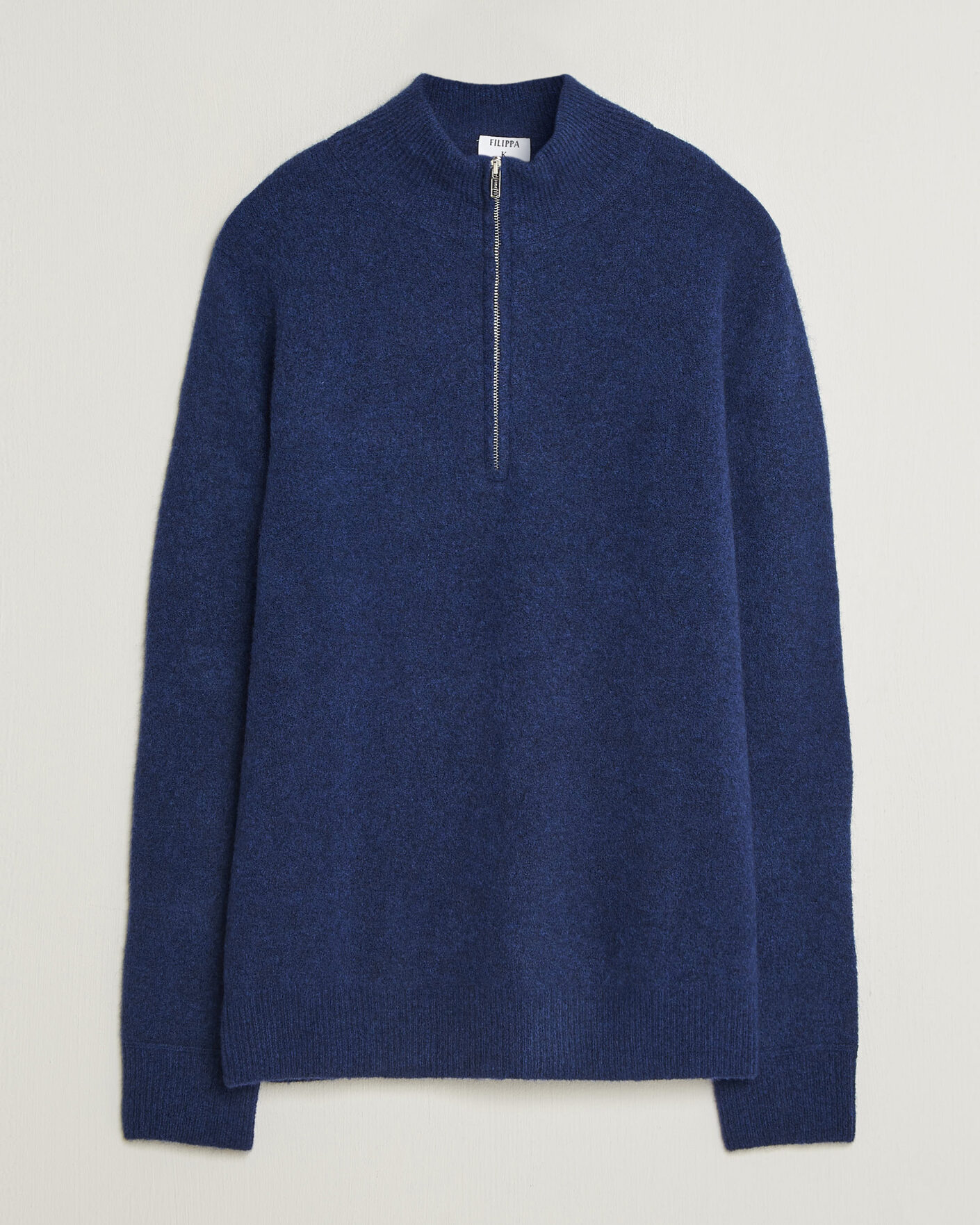 Hombres | Jerséis y prendas de punto | Filippa K | Andrew Yak Knitted Half Zip Deep Blue
