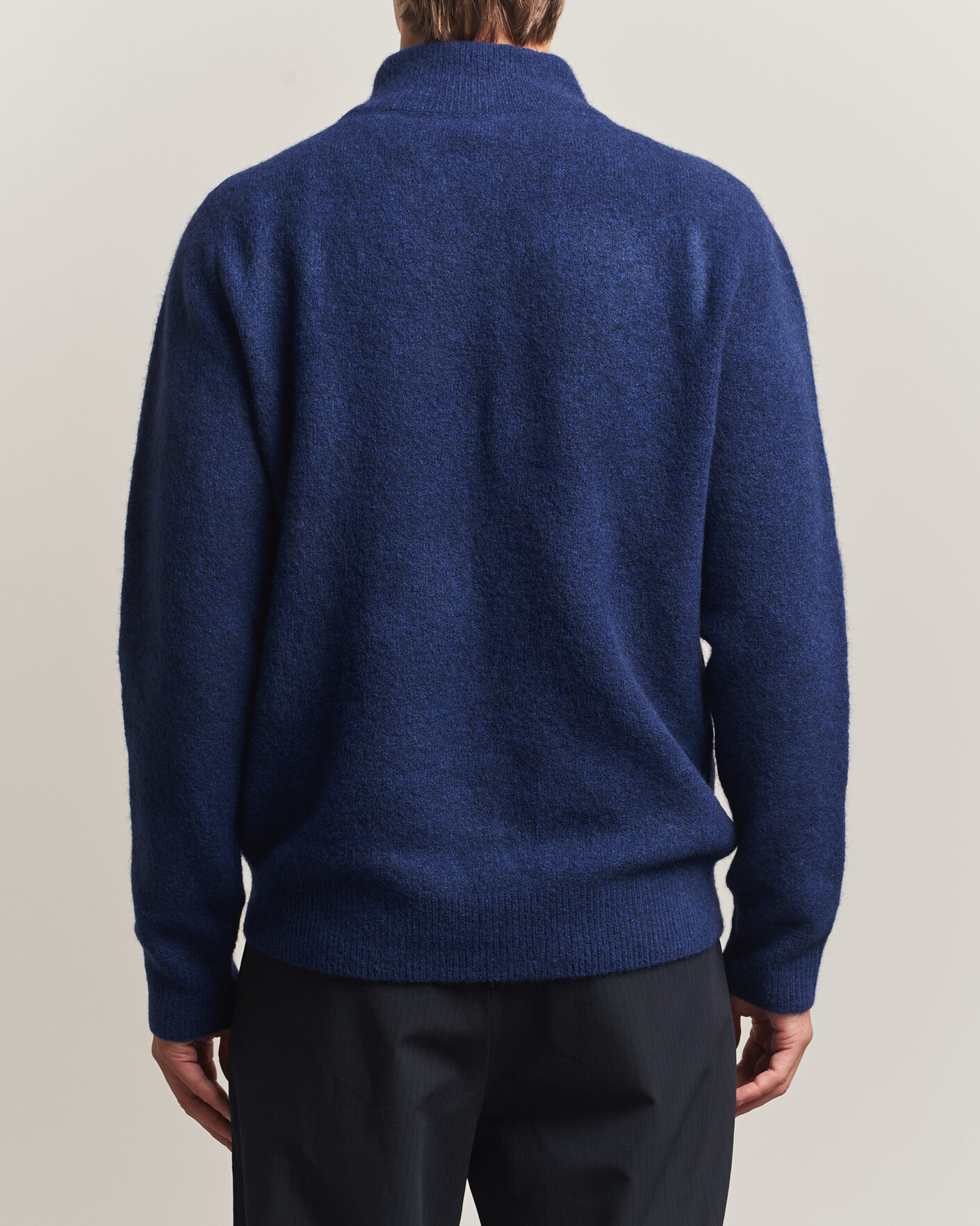 Hombres | Jerséis y prendas de punto | Filippa K | Andrew Yak Knitted Half Zip Deep Blue