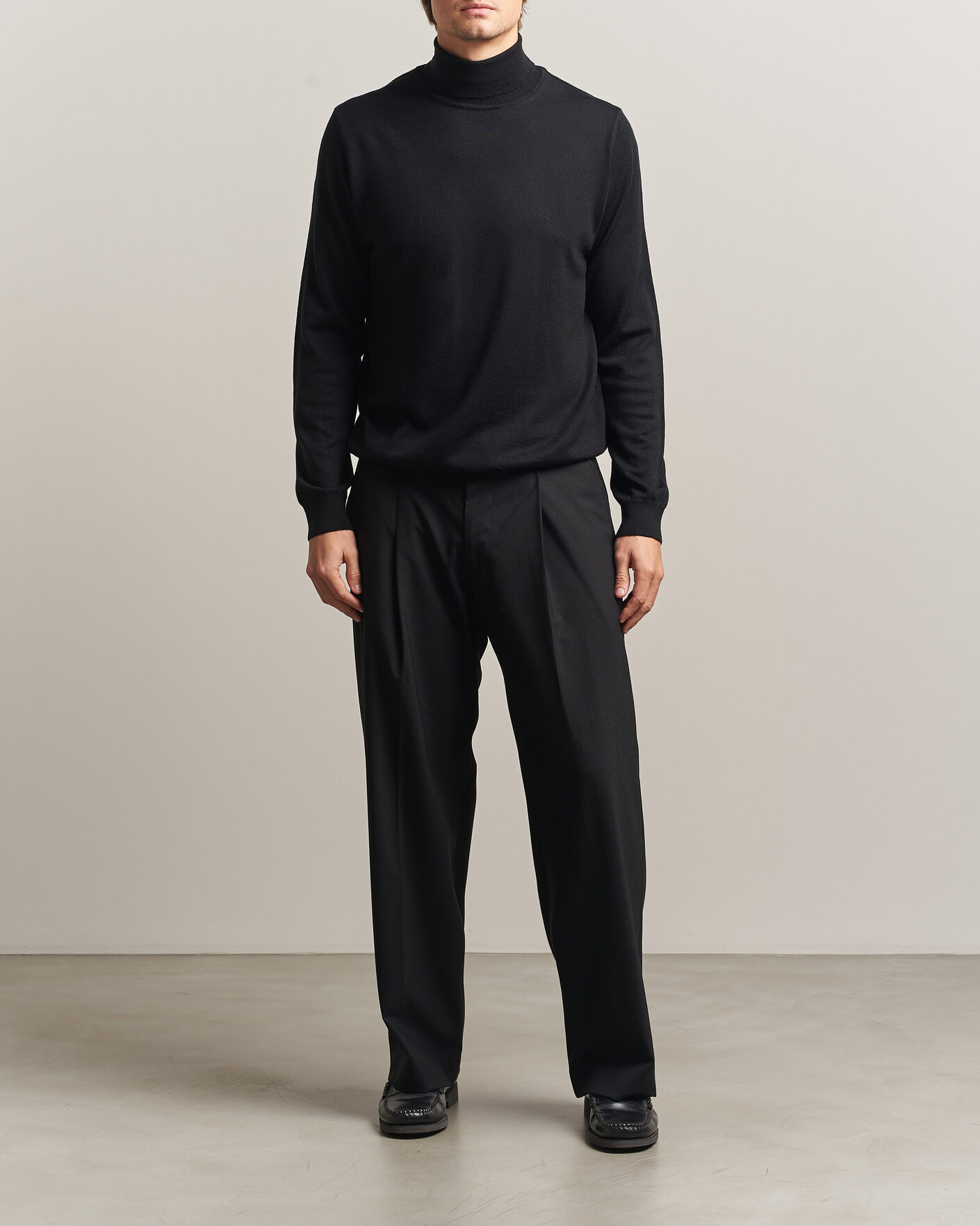 Hombres | Jerséis y prendas de punto | Filippa K | Merino Knitted Turtleneck Black