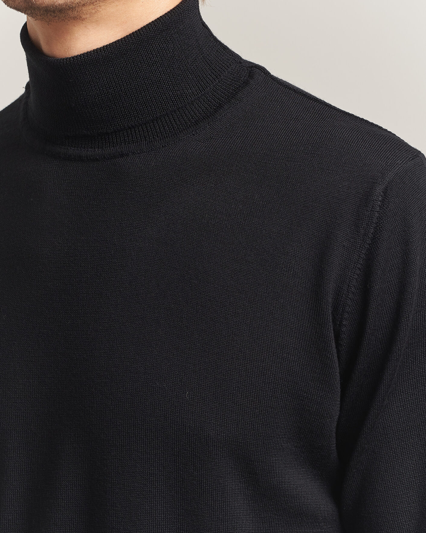 Hombres | Jerséis y prendas de punto | Filippa K | Merino Knitted Turtleneck Black