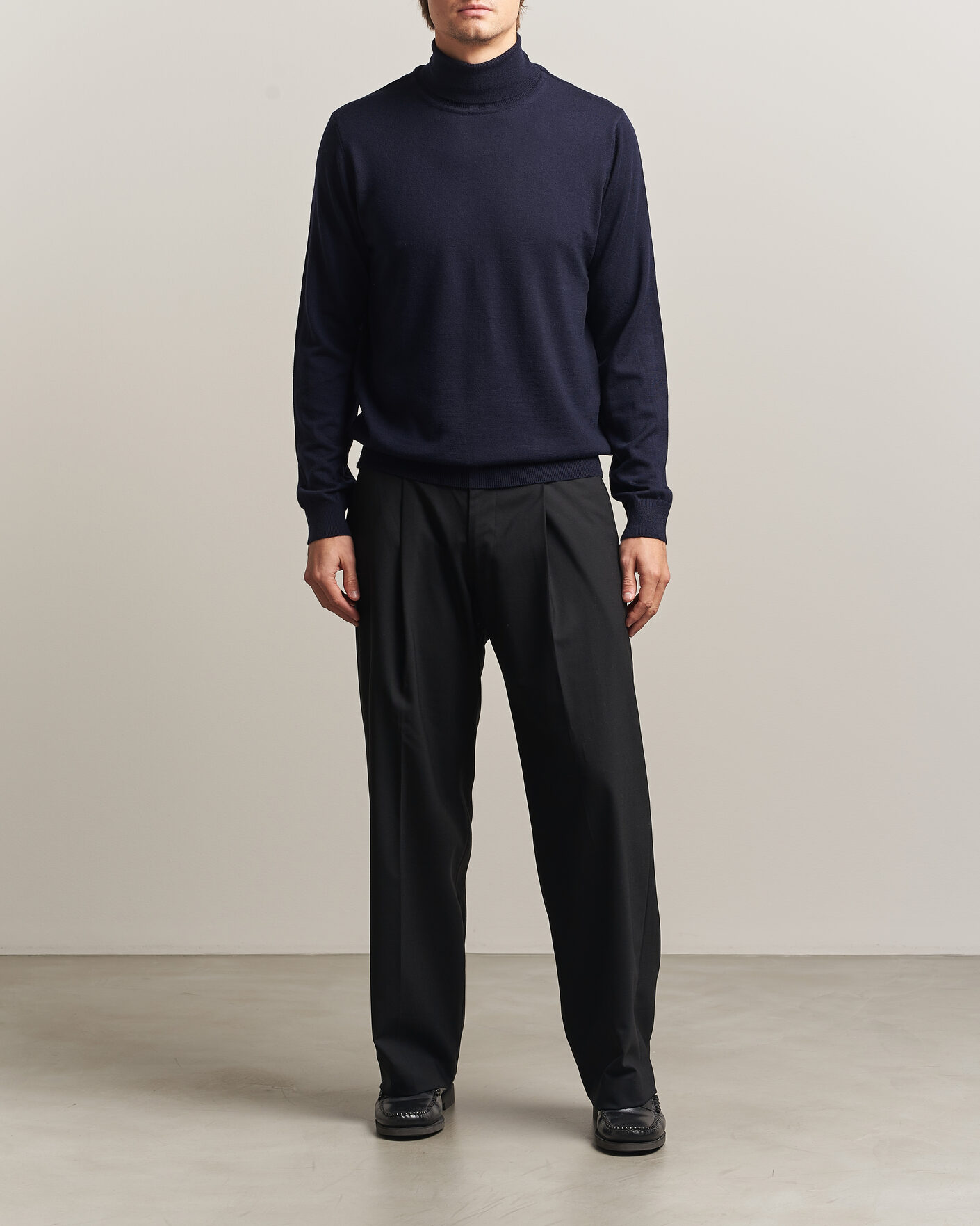 Hombres | Jerséis y prendas de punto | Filippa K | Merino Knitted Turtleneck Navy