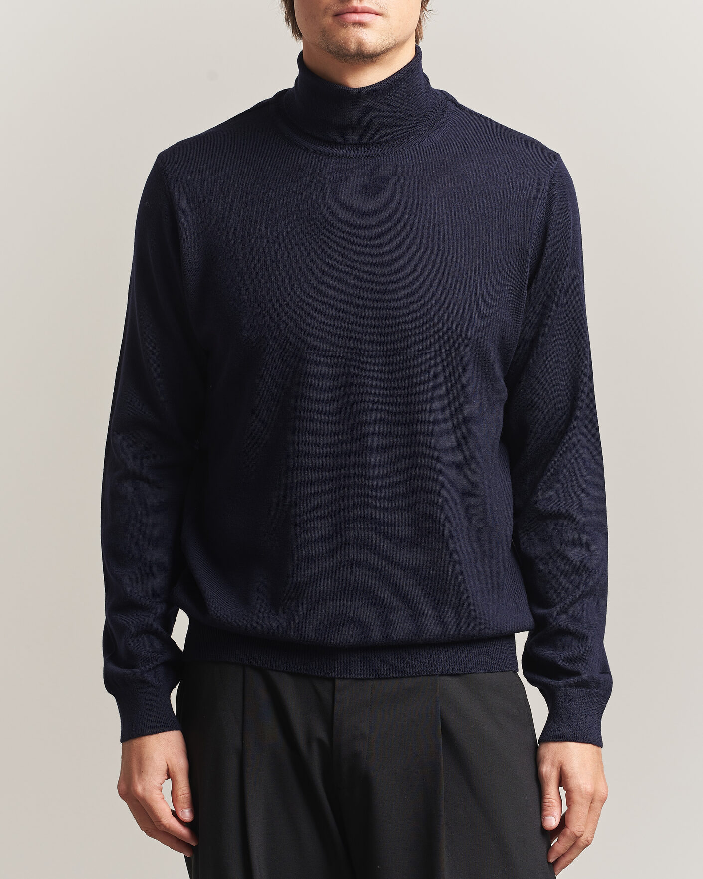 Hombres | Jerséis y prendas de punto | Filippa K | Merino Knitted Turtleneck Navy