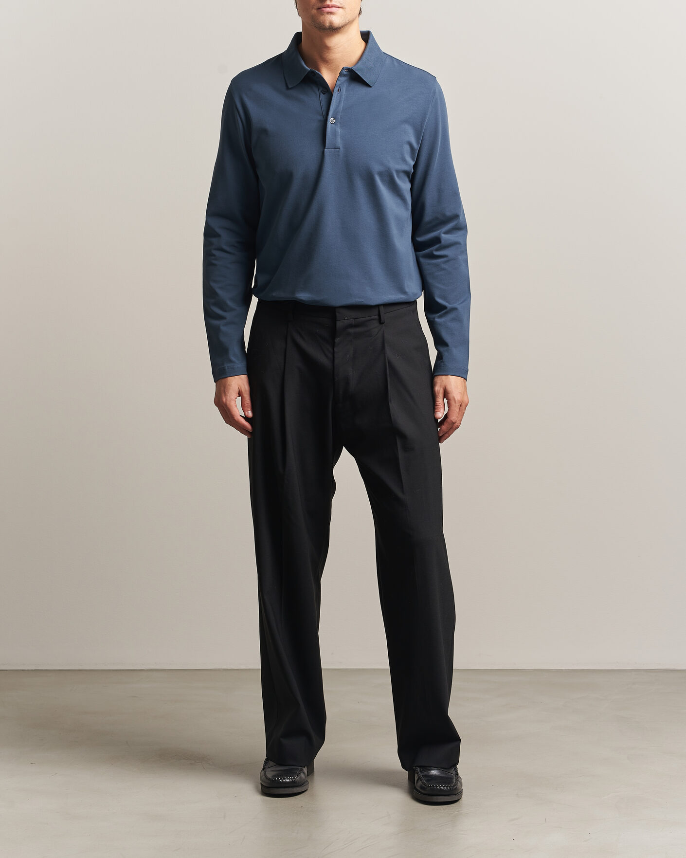 Hombres | Polos | Filippa K | Luke Lycra Polo Shirt Stone Blue