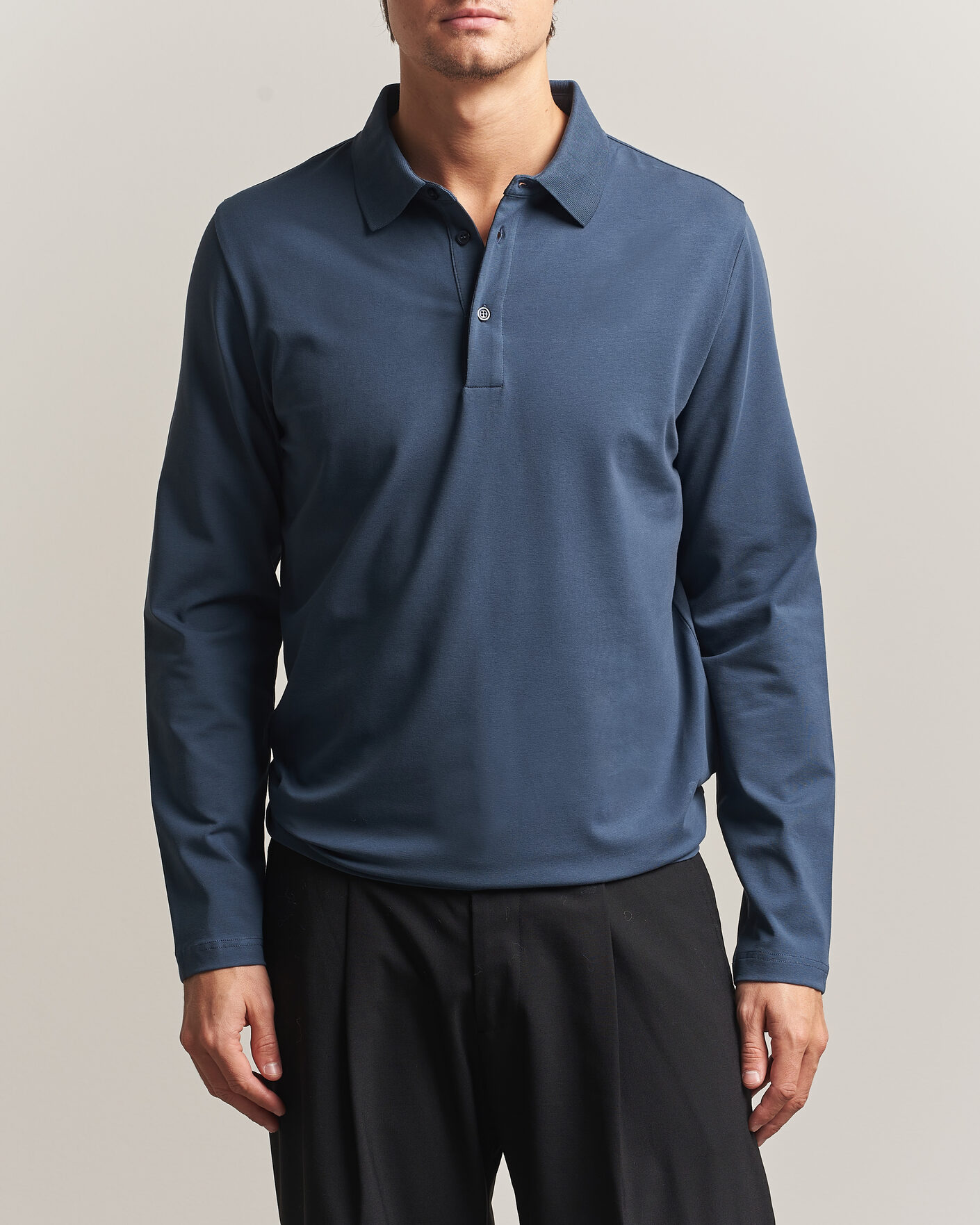 Hombres | Polos | Filippa K | Luke Lycra Polo Shirt Stone Blue