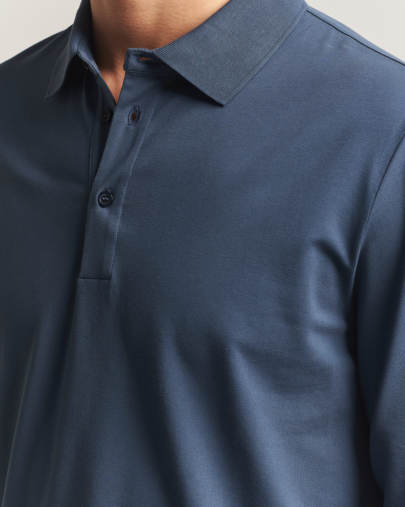 Hombres | Polos | Filippa K | Luke Lycra Polo Shirt Stone Blue