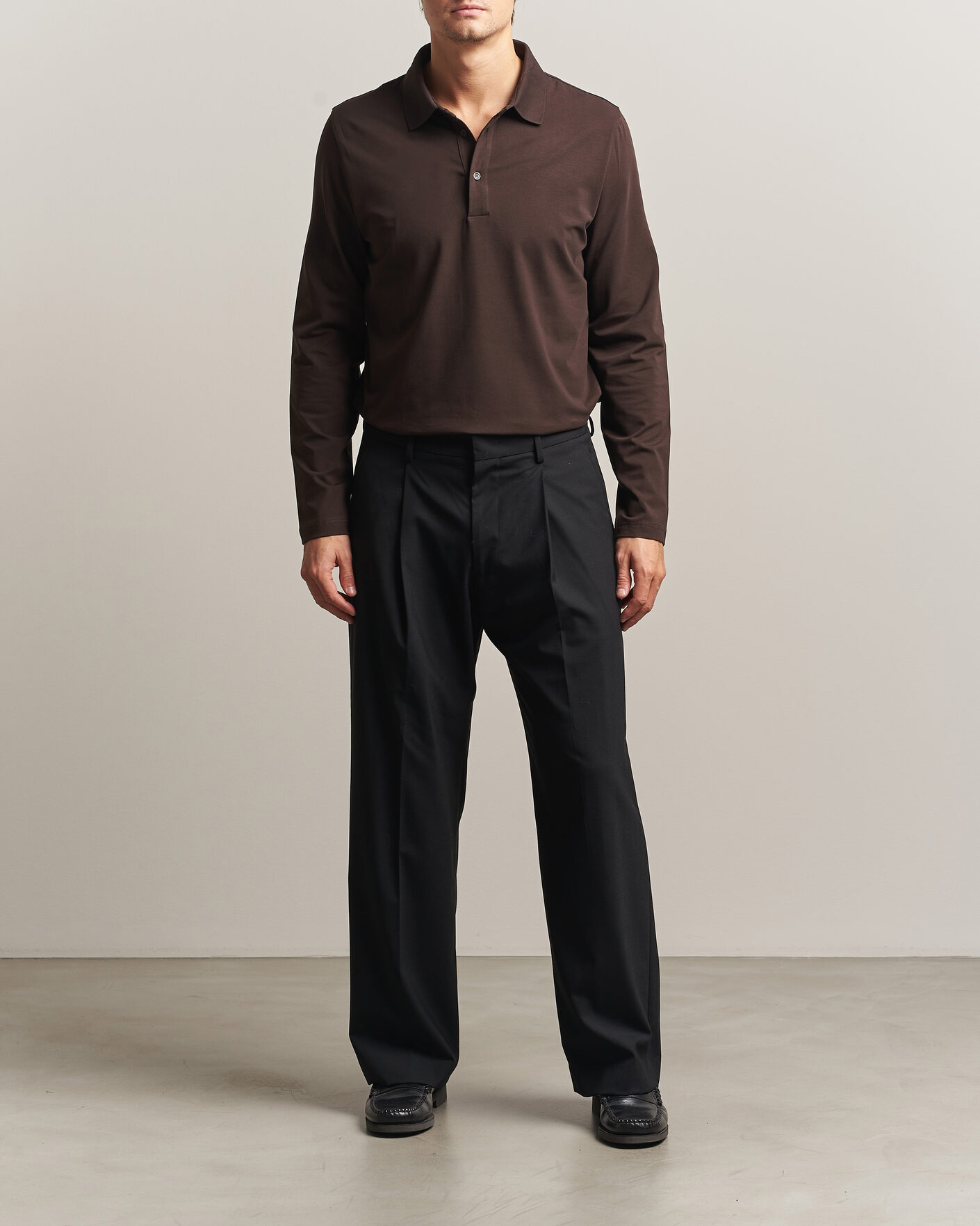 Hombres | Polos | Filippa K | Luke Lycra Polo Shirt Dark Chocolate