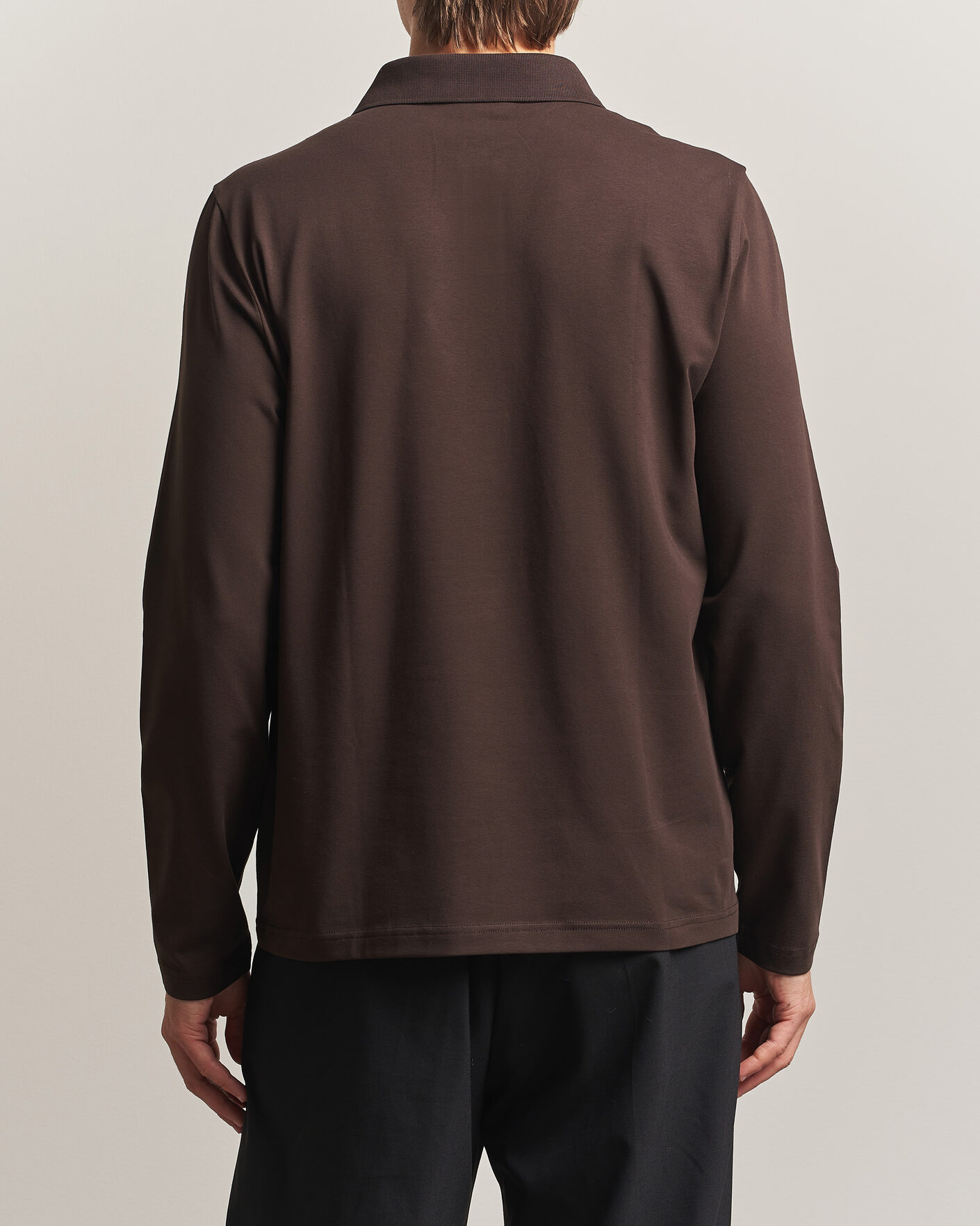 Hombres | Polos | Filippa K | Luke Lycra Polo Shirt Dark Chocolate