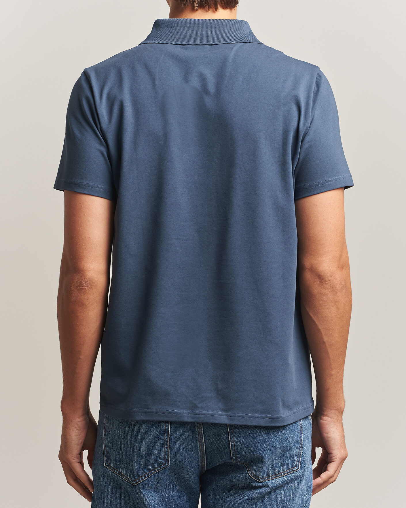 Hombres | Polos | Filippa K | Soft Lycra Polo T-Shirt Stone Blue