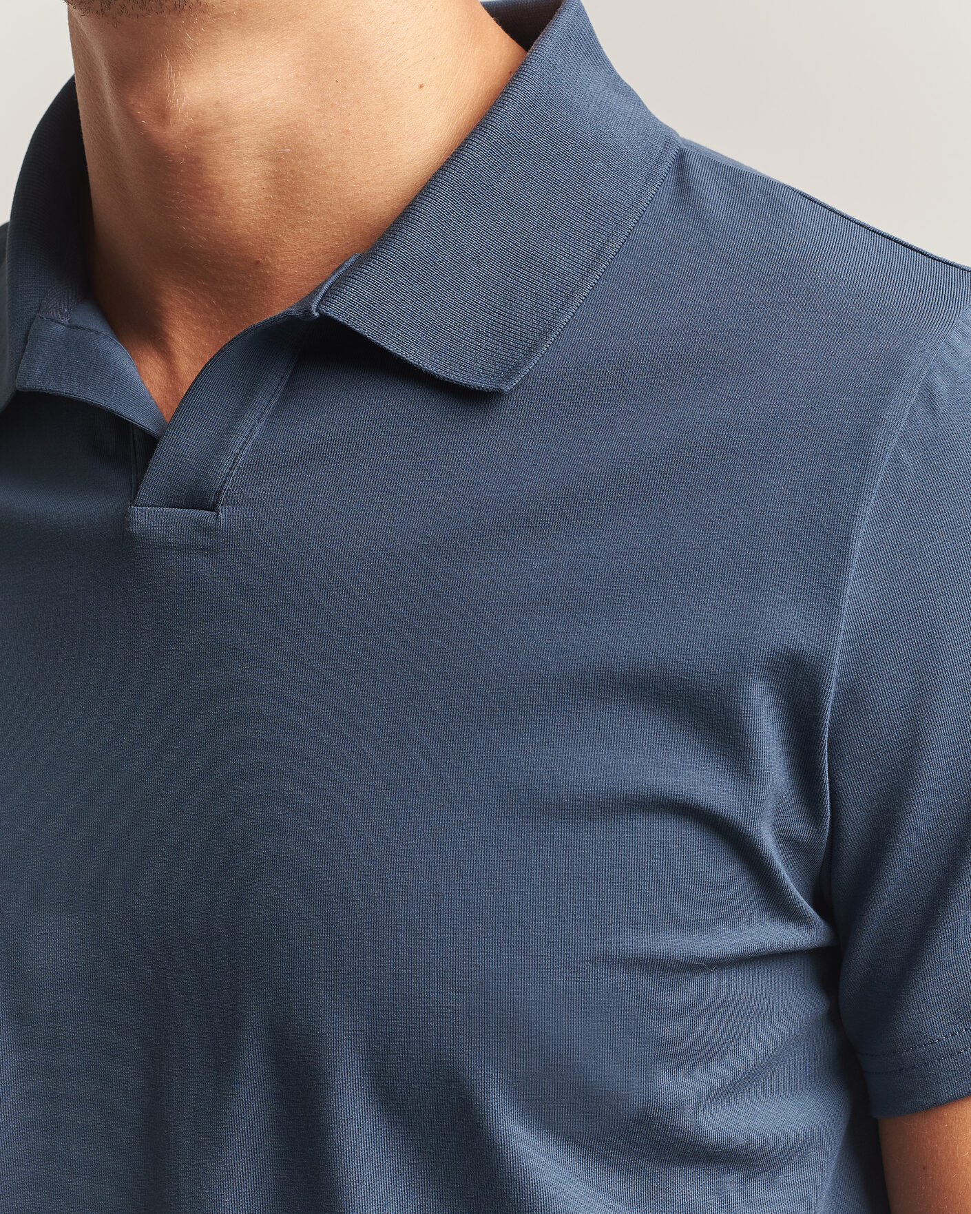 Hombres | Polos | Filippa K | Soft Lycra Polo T-Shirt Stone Blue