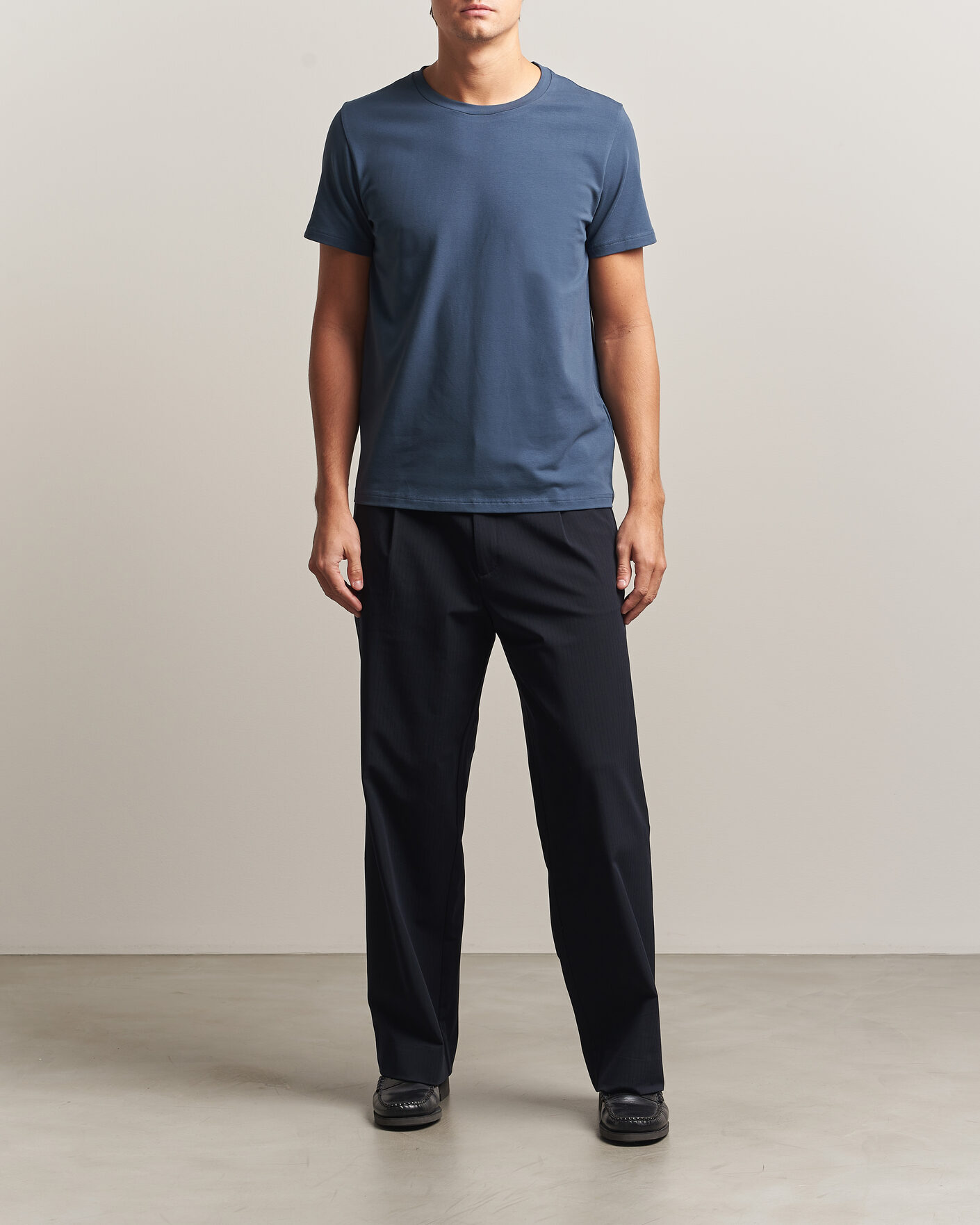 Hombres | Camisetas | Filippa K | Soft Lycra T-Shirt Stone Blue